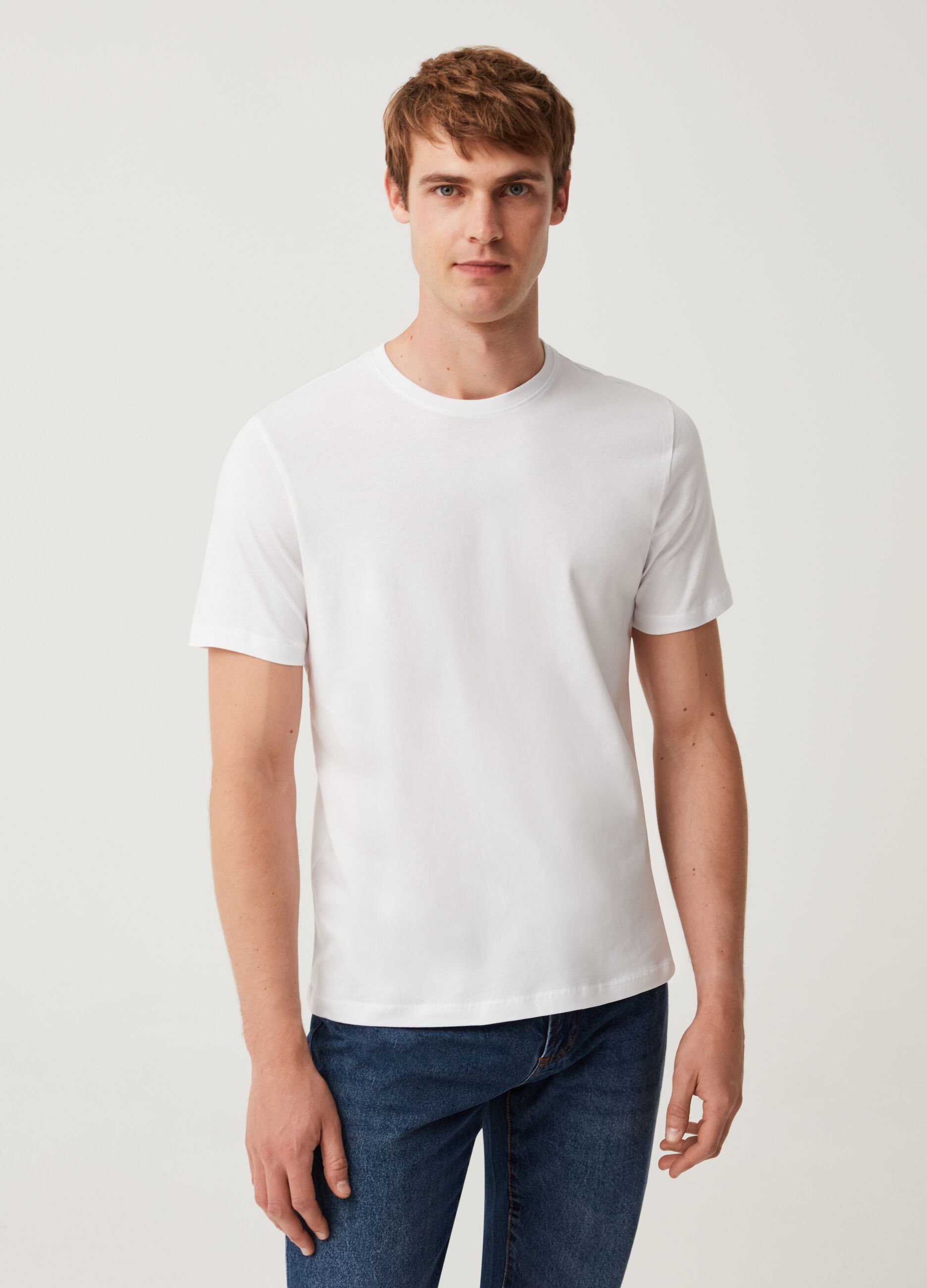 T-shirt girocollo in cotone_1