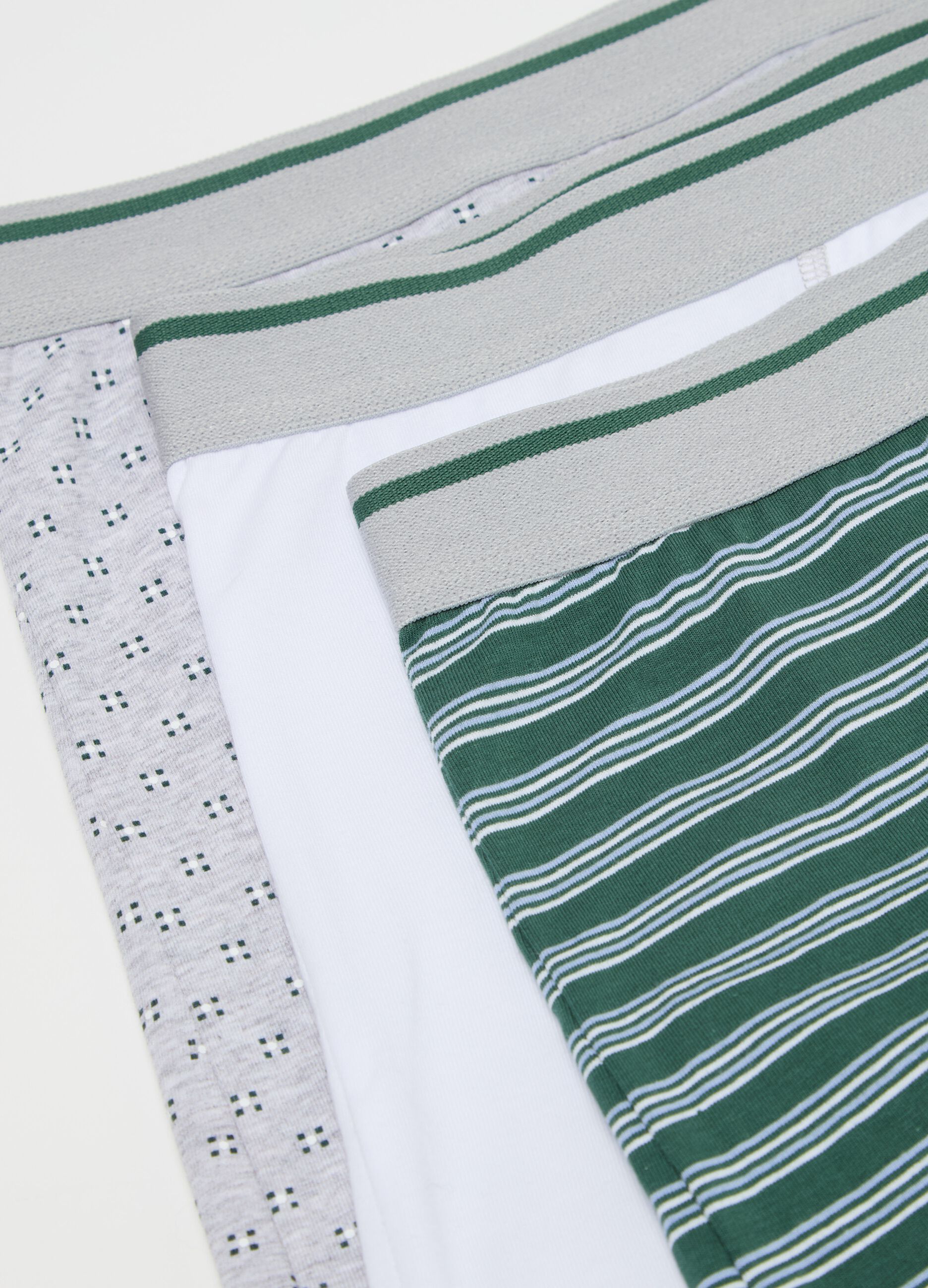 Three-pack midi boxer shorts with striped trim