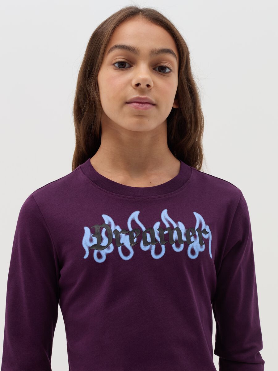 Crop T-shirt with long sleeves and print_1