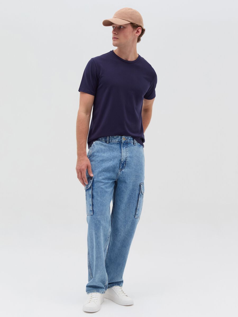 Stretch cotton T-shirt with crew-neck_1