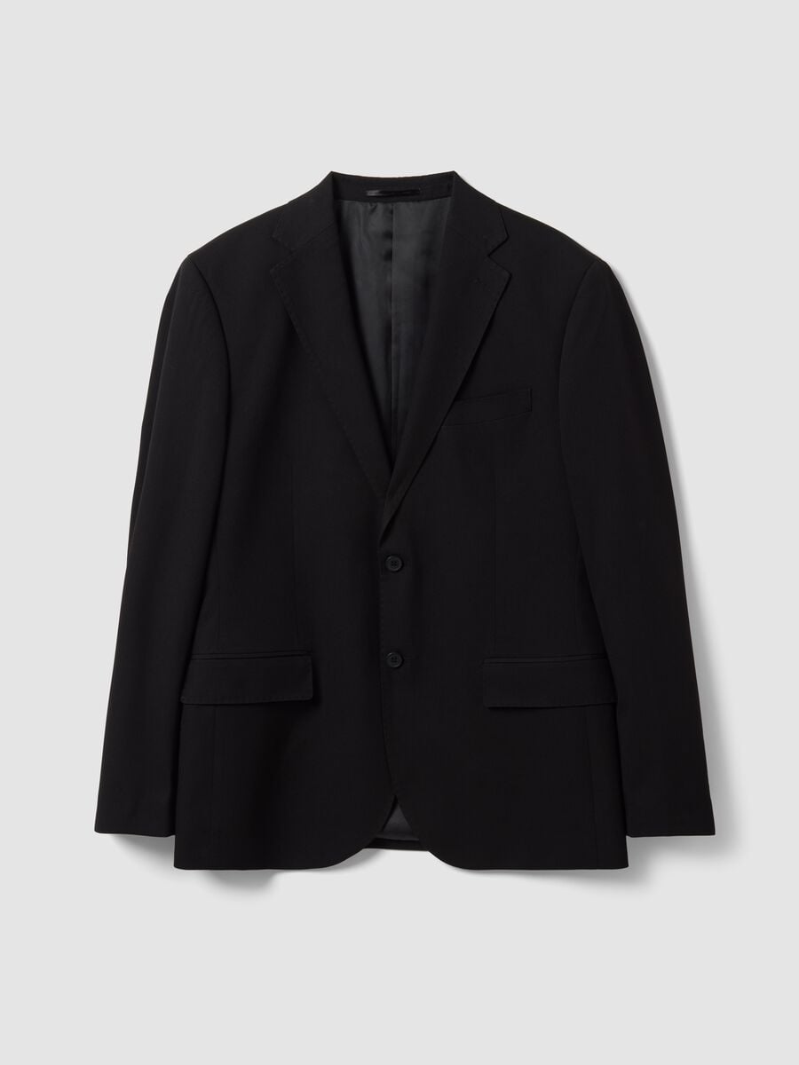Blazer nero in viscosa elasticizzata con revers classici_4