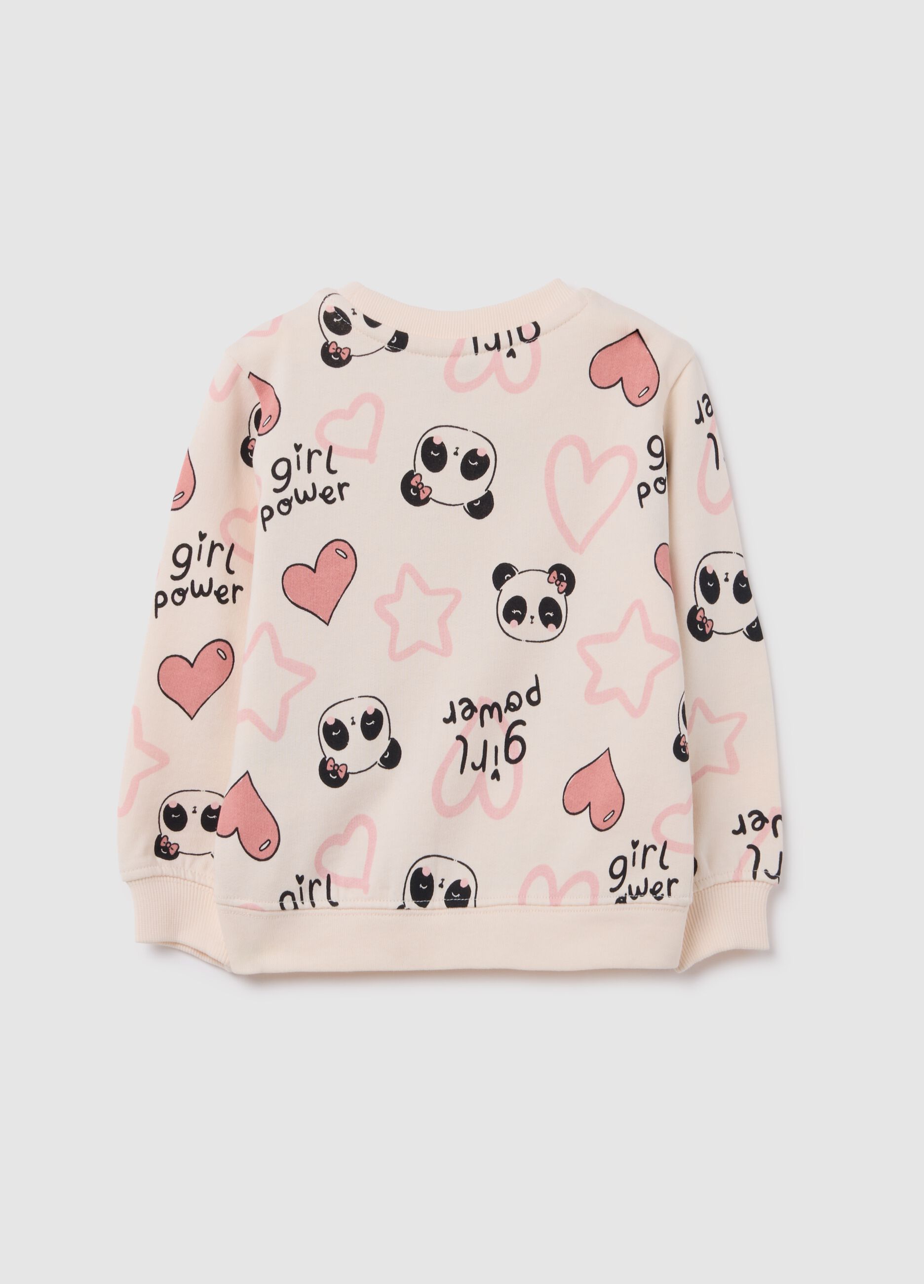 Regular fit beige pure cotton girls' sweatshirt with print