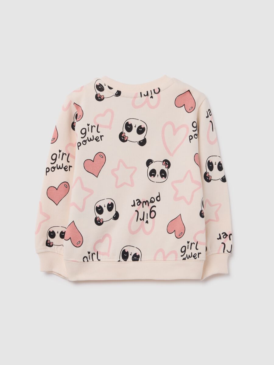 Felpa da bambina in puro cotone beige regular fit con stampa_1