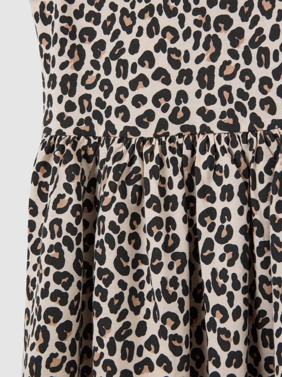 Girls' dress in pure cotton, multicolour leopard print, regular fit_3