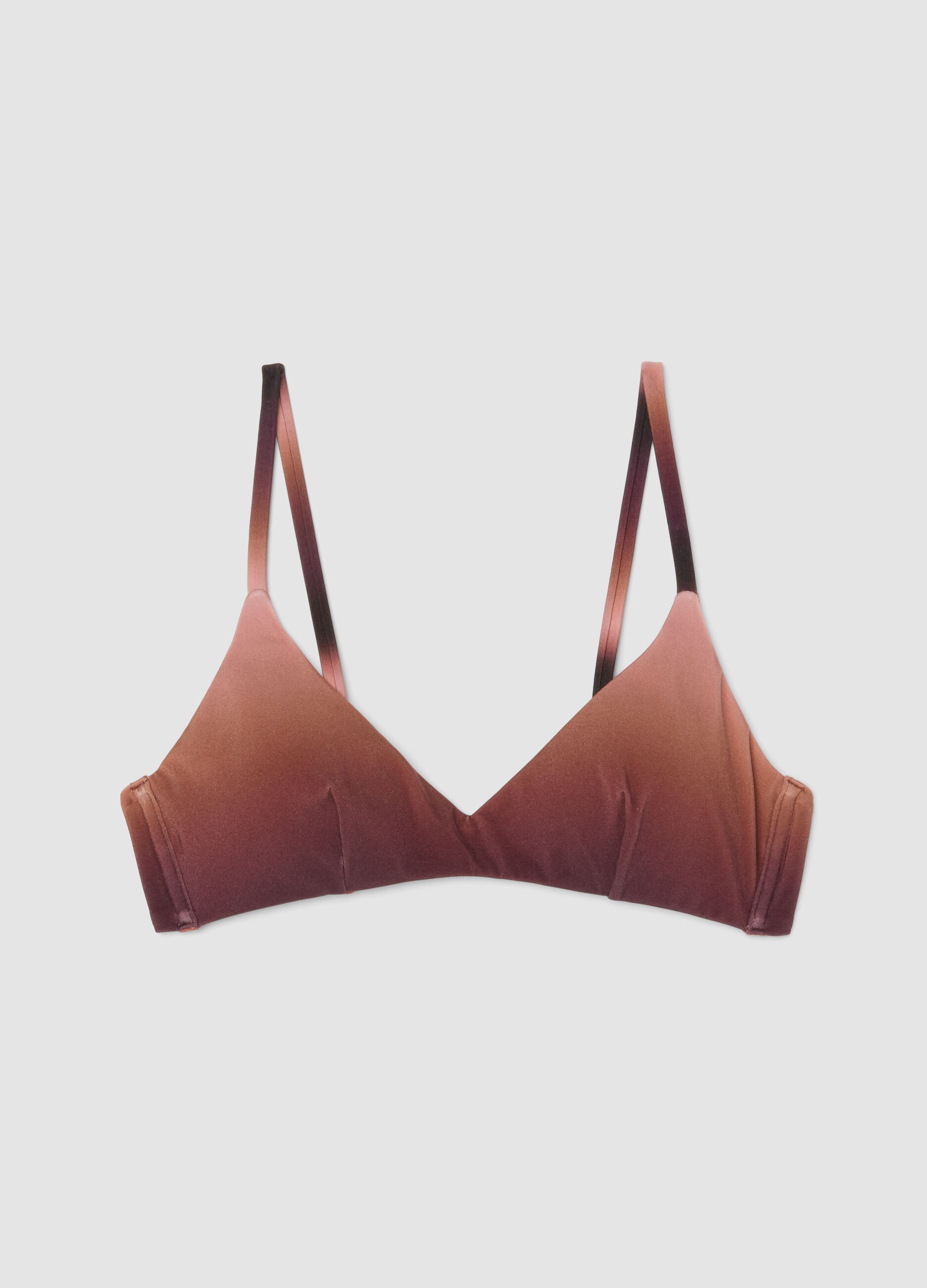 Brown stretch bikini top with ombr&eacute; effect