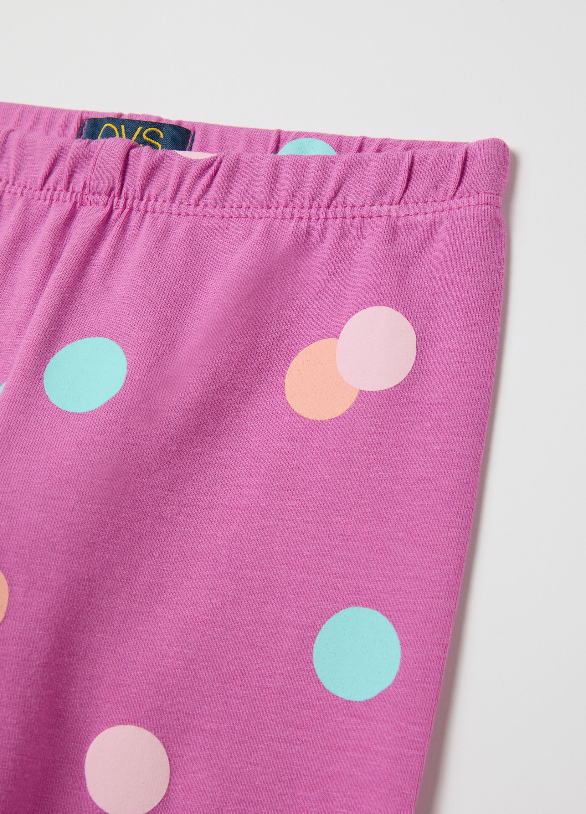Pink three-quarter leggings in stretch cotton