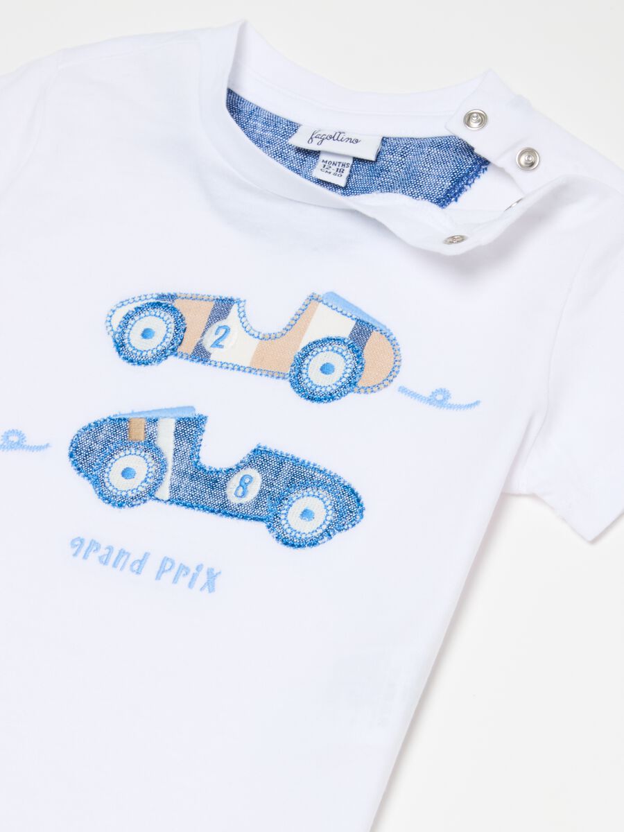 Cotton T-shirt with racing car patch_2