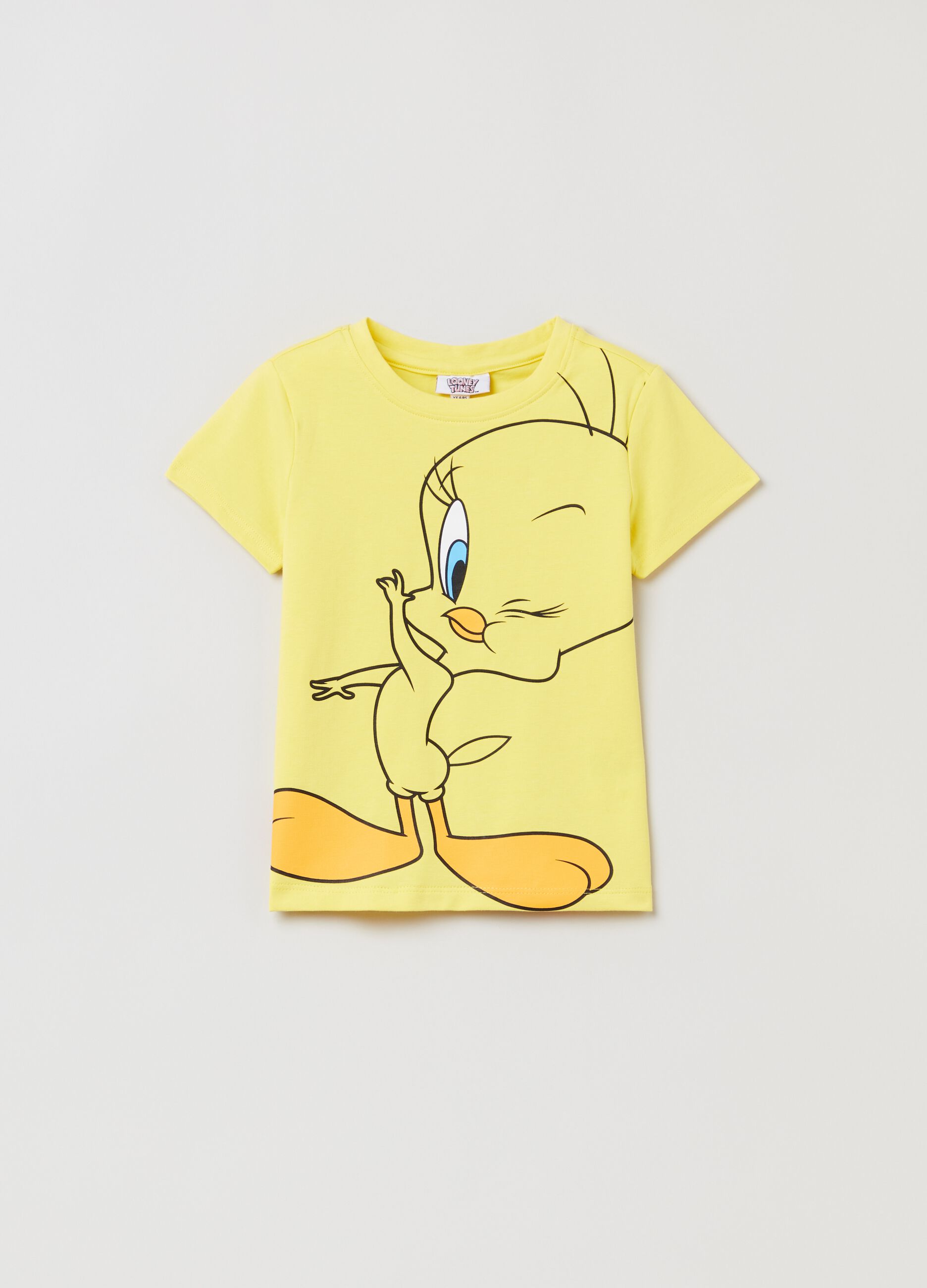 Stretch cotton T-shirt with Tweetie Pie print