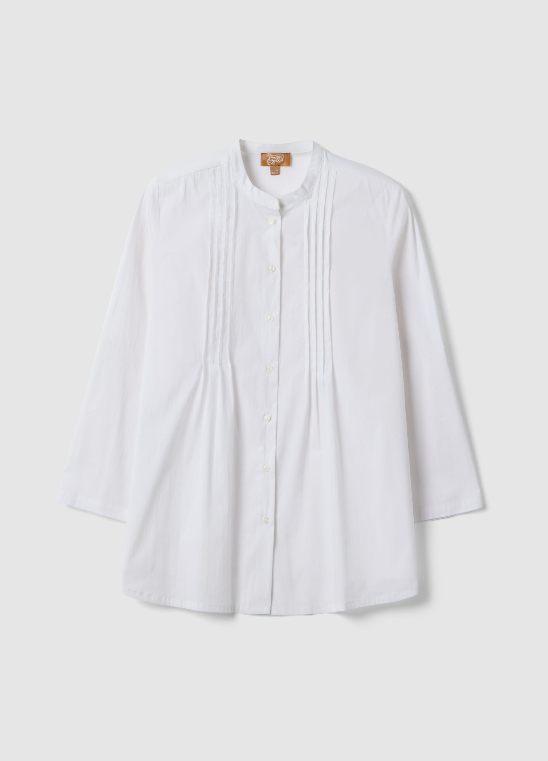 White Regular Fit Maternity Shirt in Stretch Cotton Blend