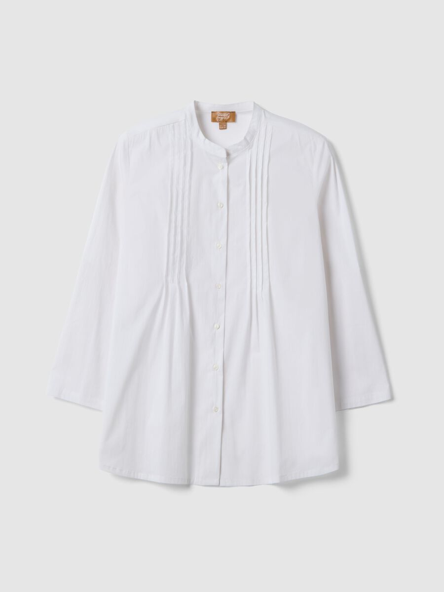 White Regular Fit Maternity Shirt in Stretch Cotton Blend_0