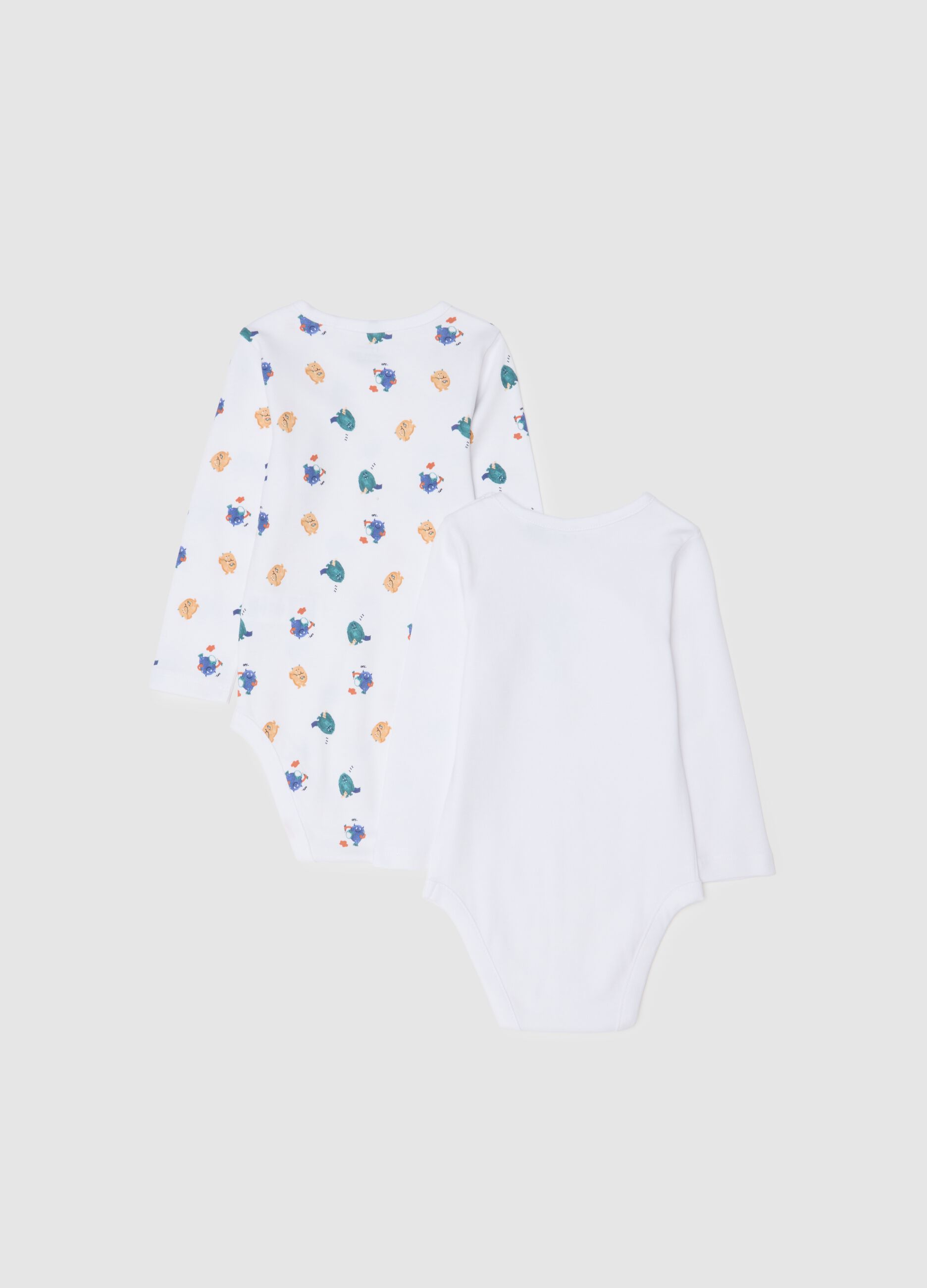 Bipack di body da neonato in puro cotone bianco con stampa