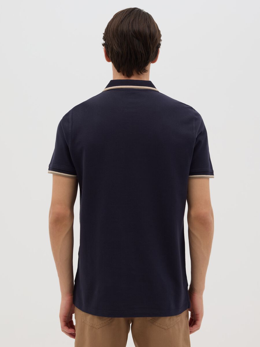 Blue short sleeve polo shirt in pure cotton_2