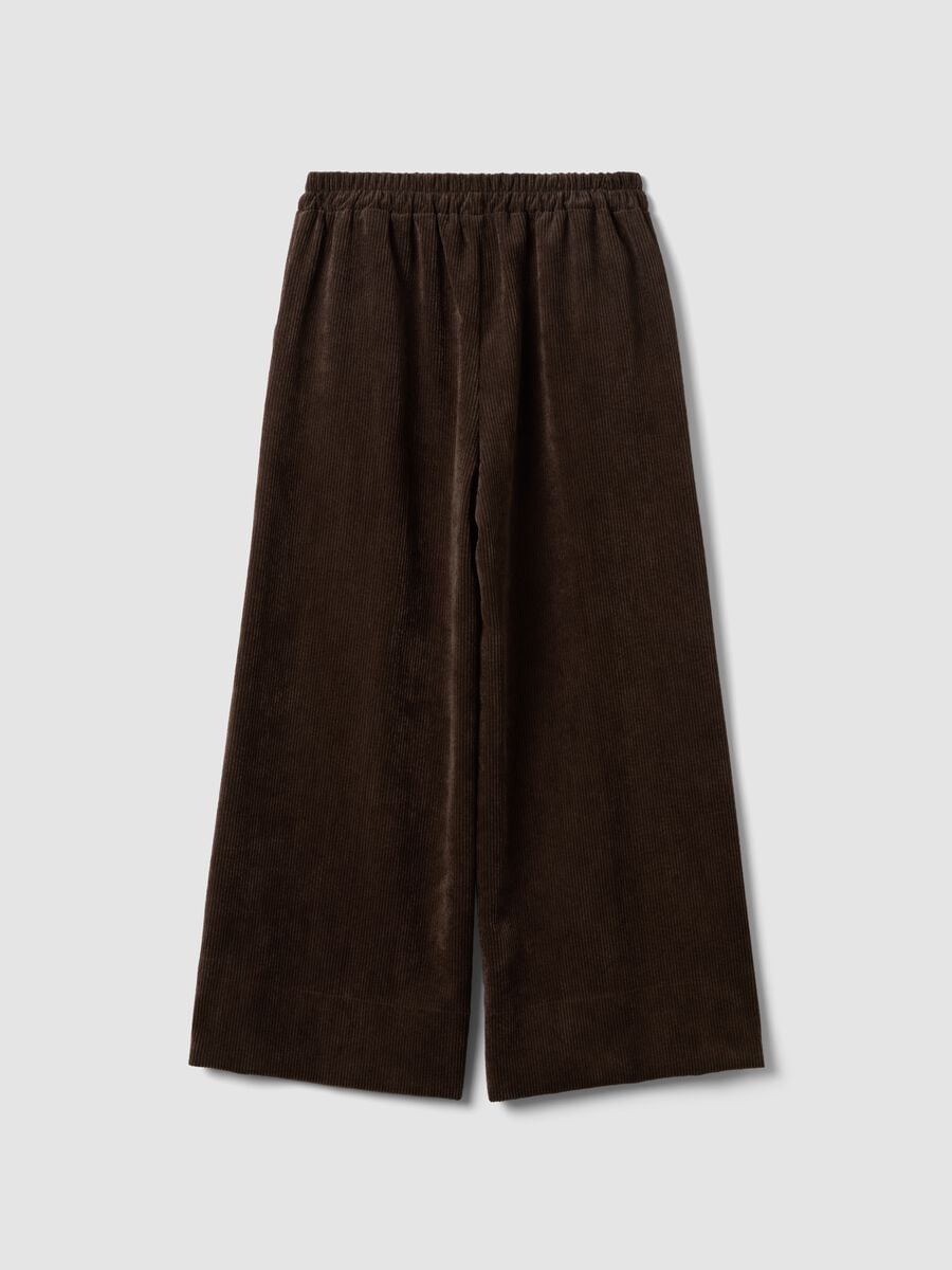 Brown wide-leg ribbed stretch viscose-blend trousers, regular fit_6