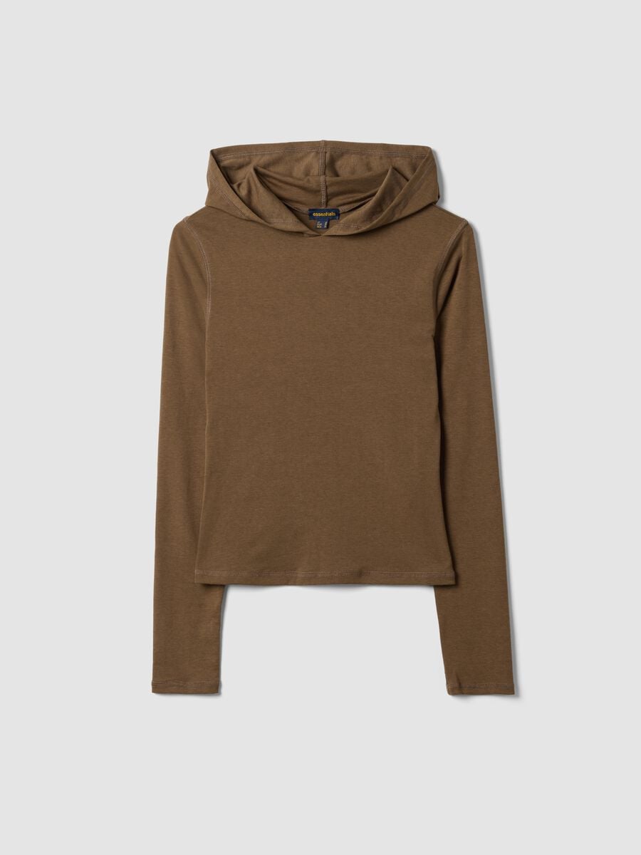Camel stretch viscose crew-neck top_0