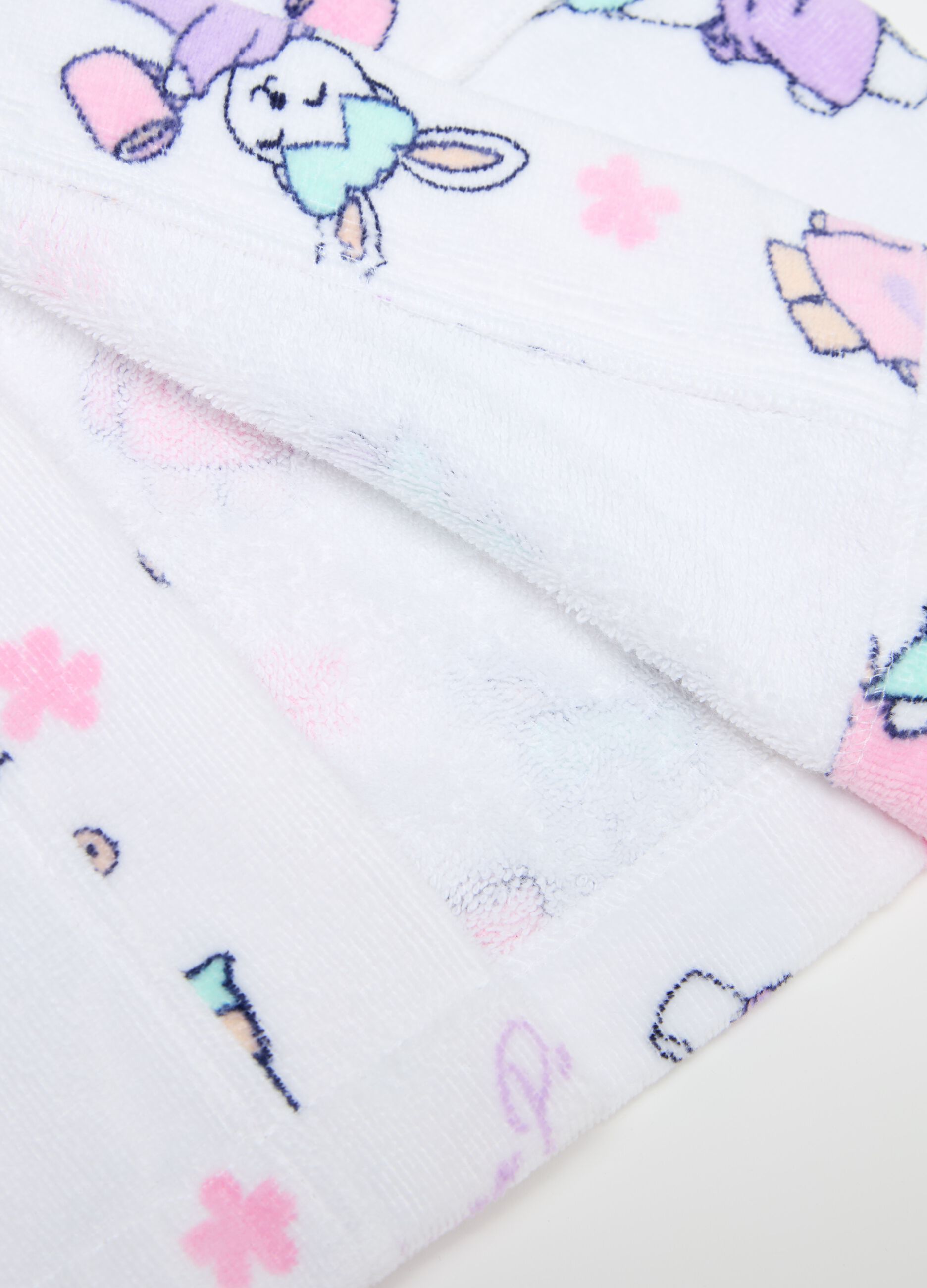 Bathrobe with hood and animals embroidery