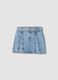 Light blue denim skirt in pure cotton with matching belt for girls_0