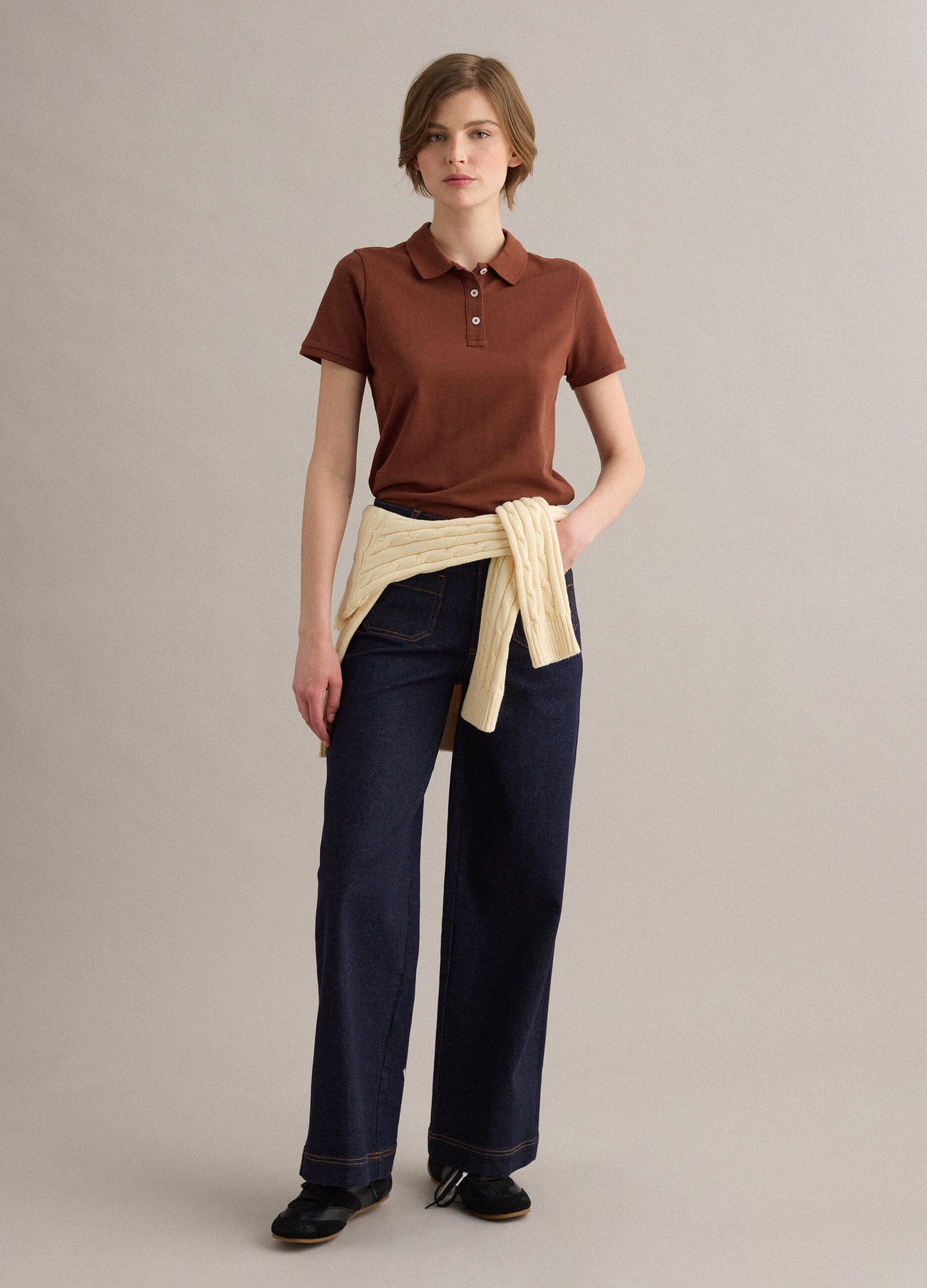 Sky blue regular-fit polo in 100% organic cotton