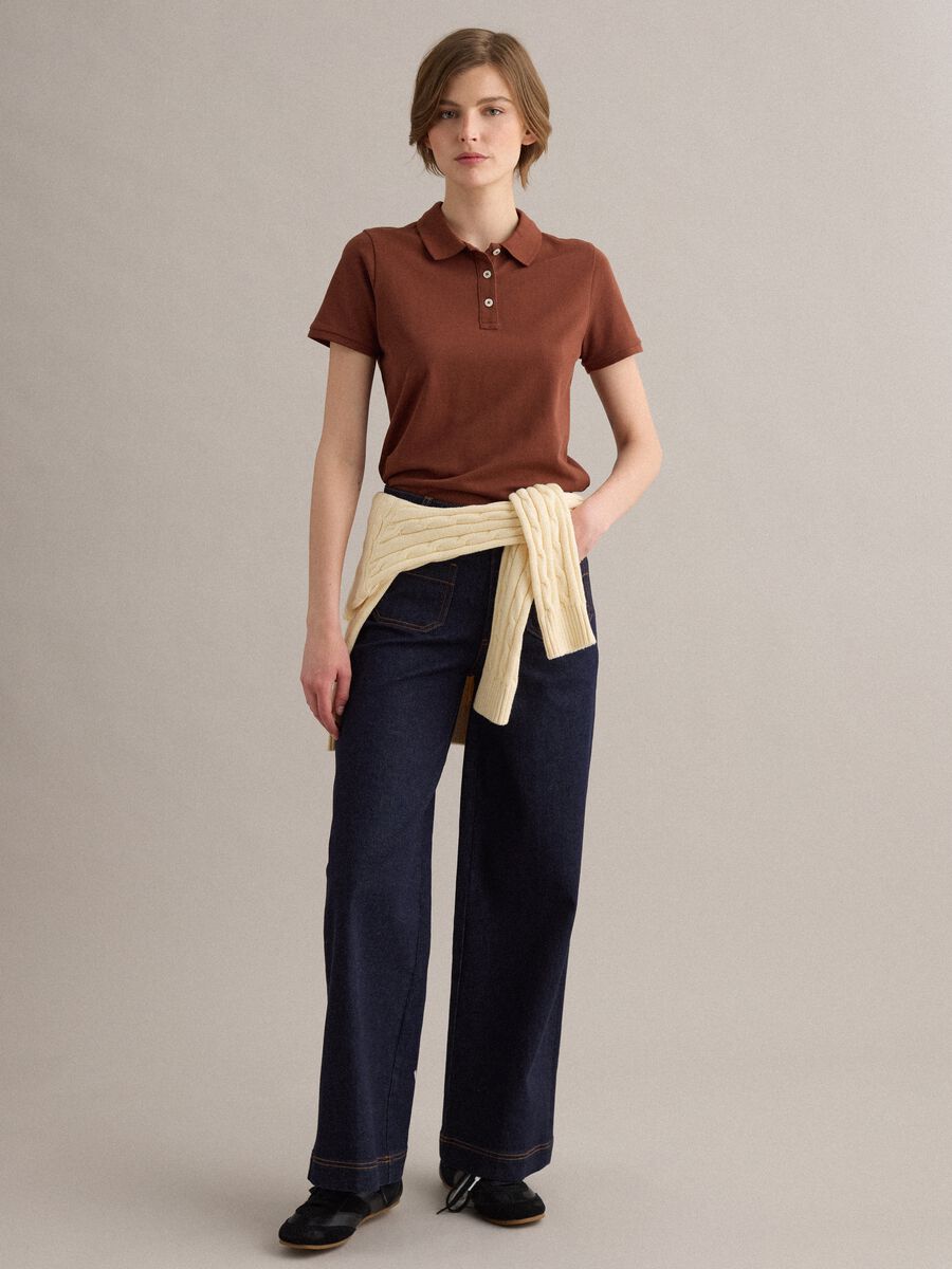 Polo in puro cotone biologico marrone regular fit_1
