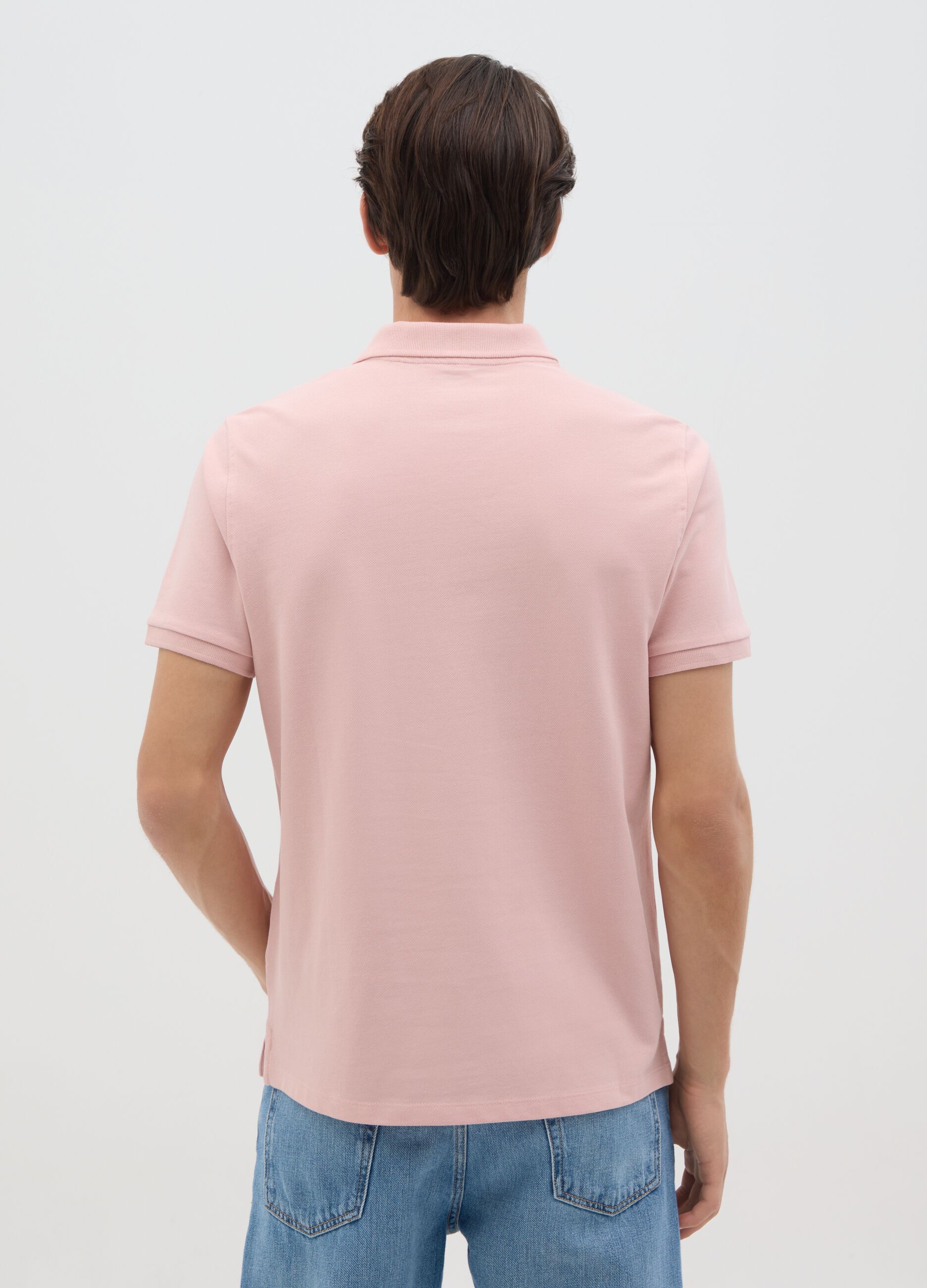 Men's pink pure cotton polo shirt regular fit