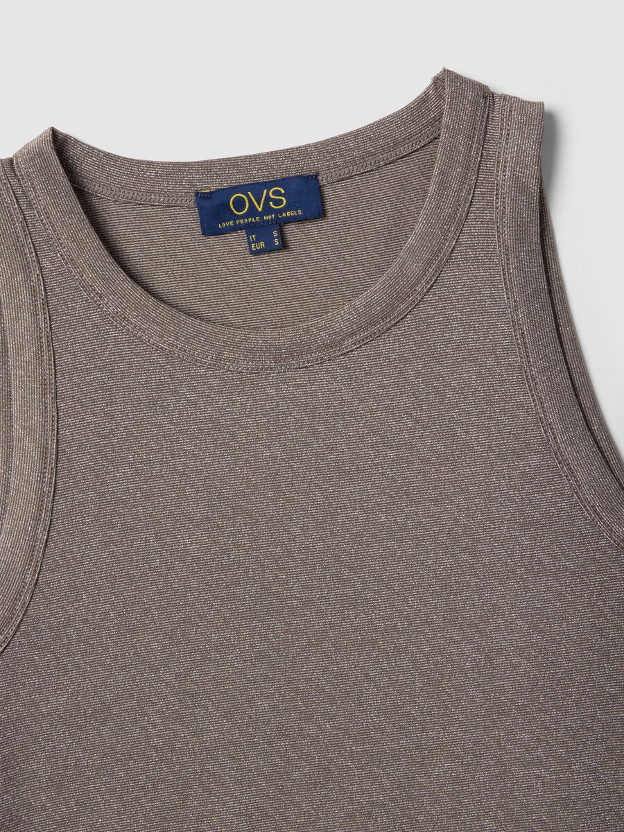 Grey sparkly regular fit top with thin straps_5