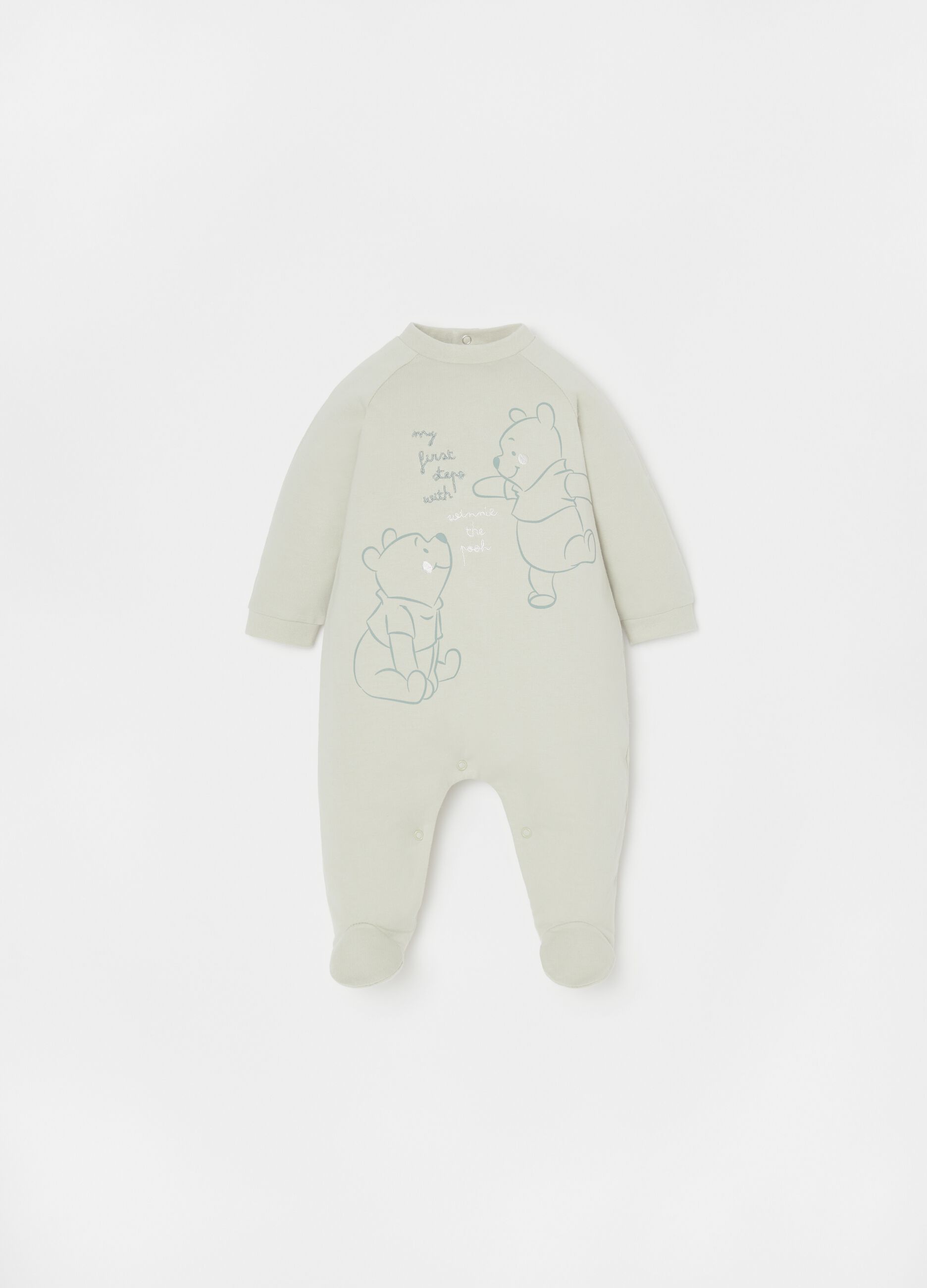 Winnie the Pooh onesie with feet in cotton