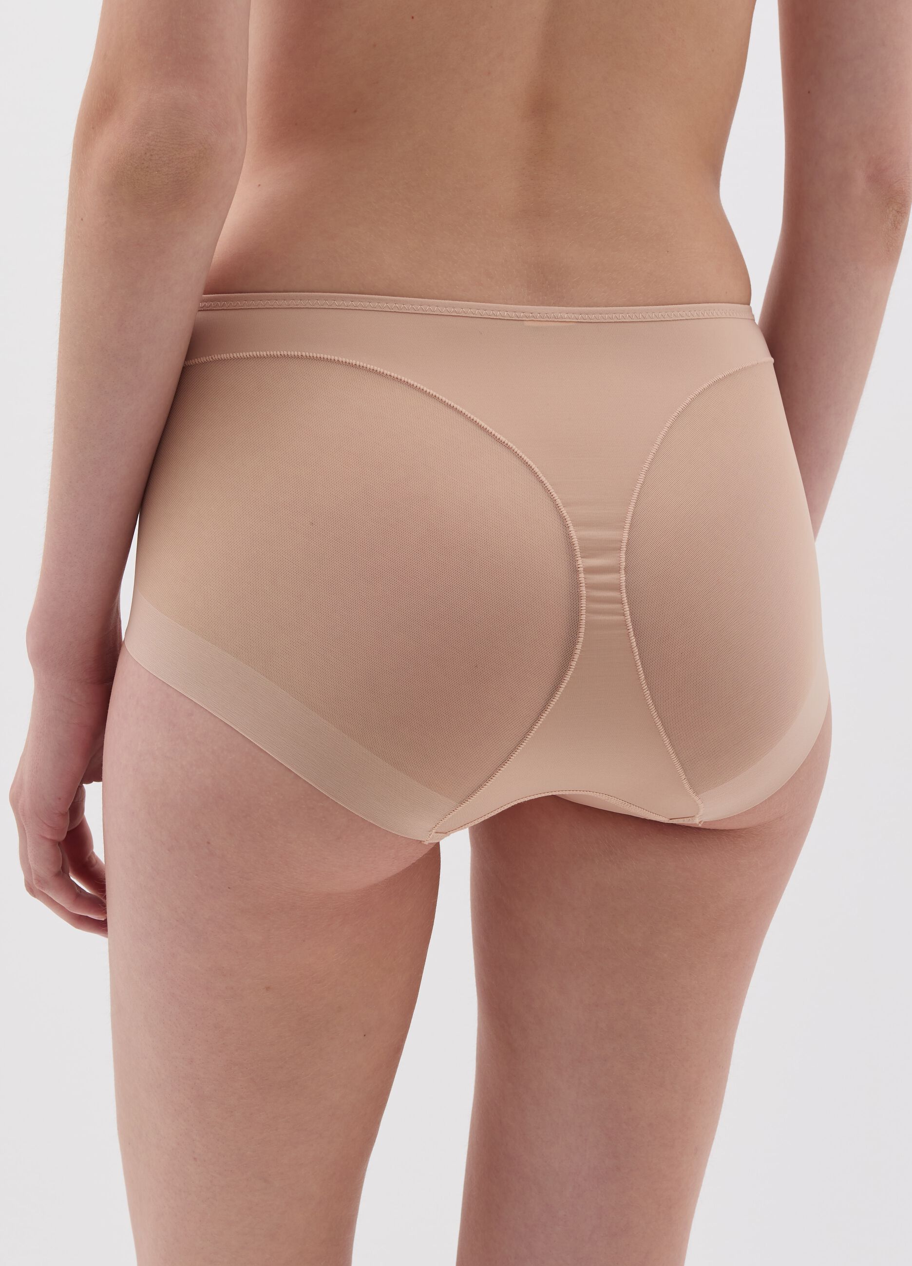 Slip a vita alta in microfibra beige