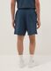 Blue pure cotton Bermuda shorts with elasticated waist_2