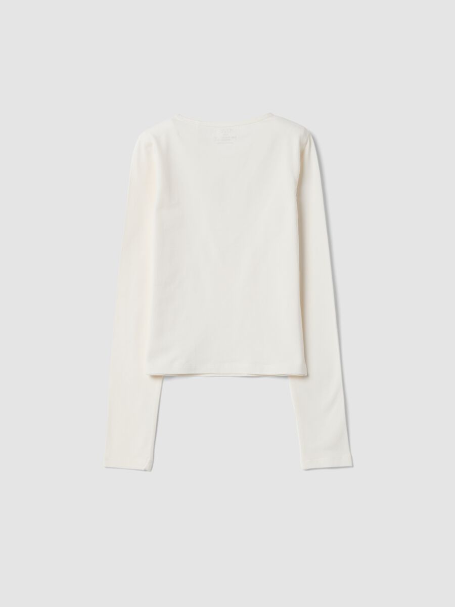 T-shirt bianca girocollo in jersey di cotone organico elasticizzato slim fit_1