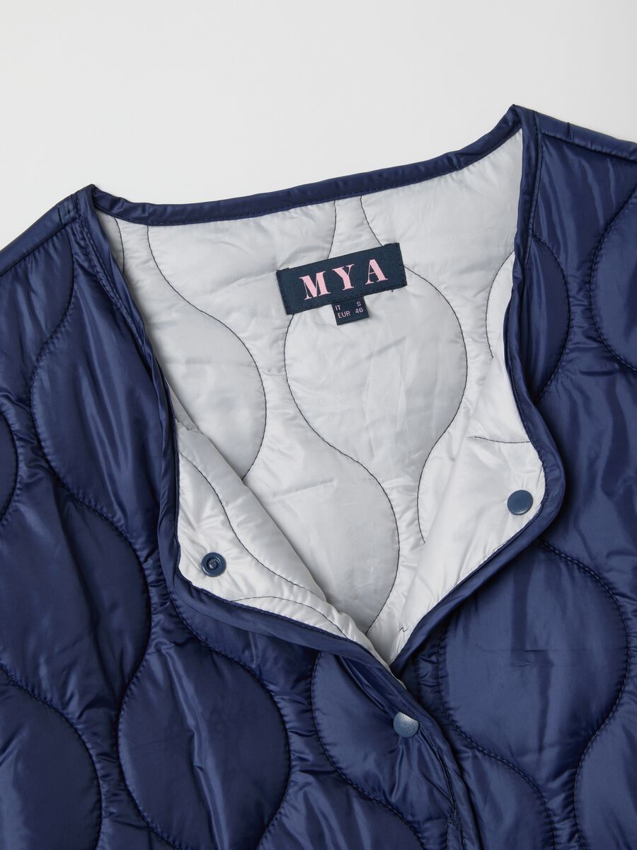 Blue quilted jacket regular fit with buttons_5