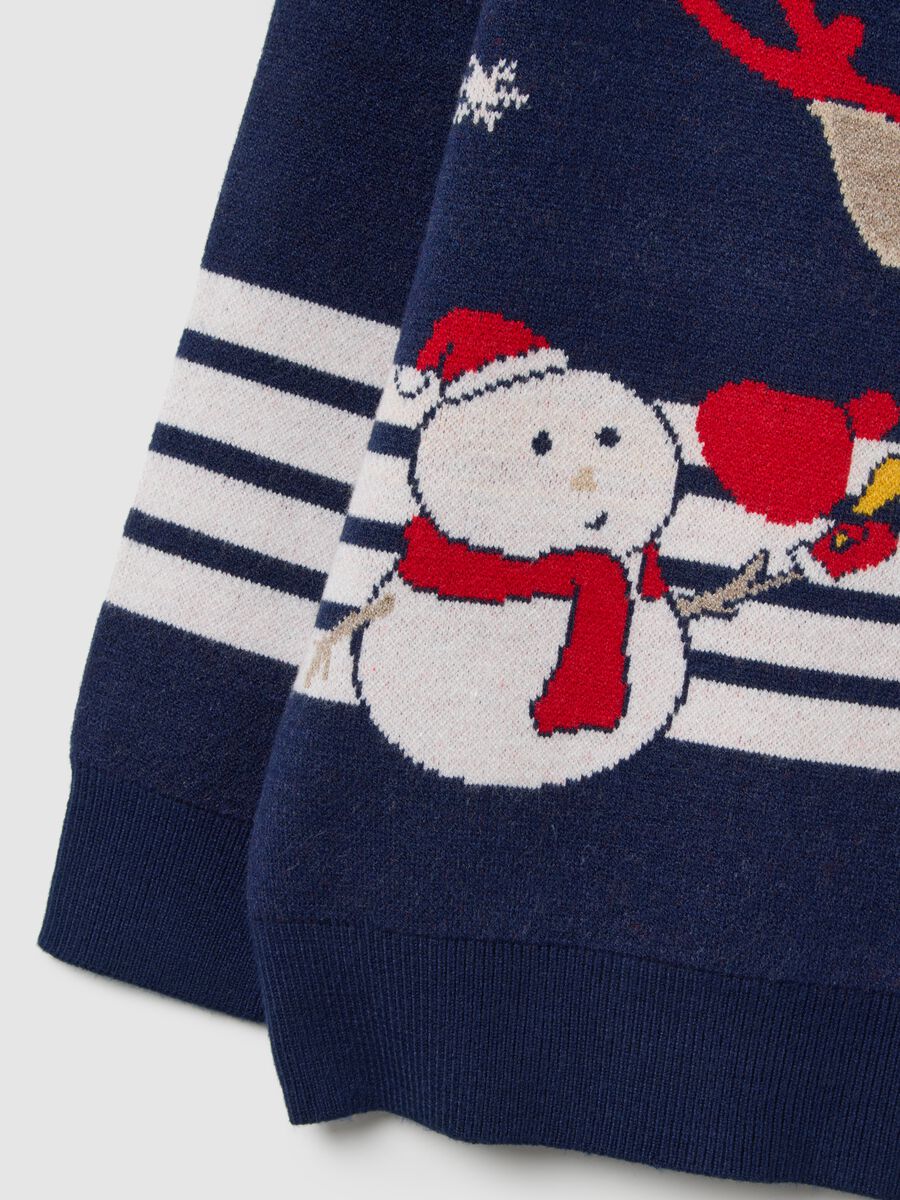 Kid's Regular Fit Multicolour Striped Christmas Sweater_3
