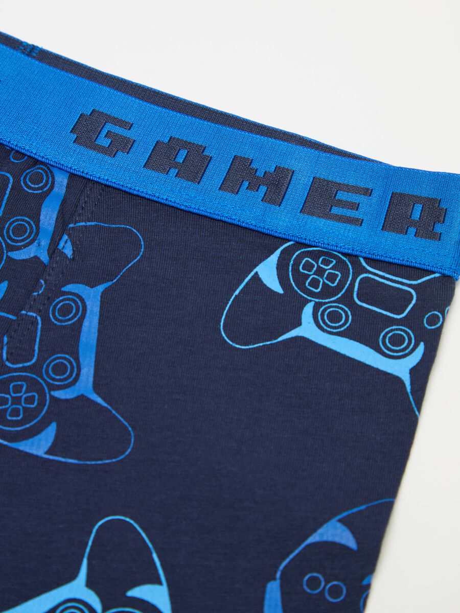 Stretch cotton boxer shorts with games print_2