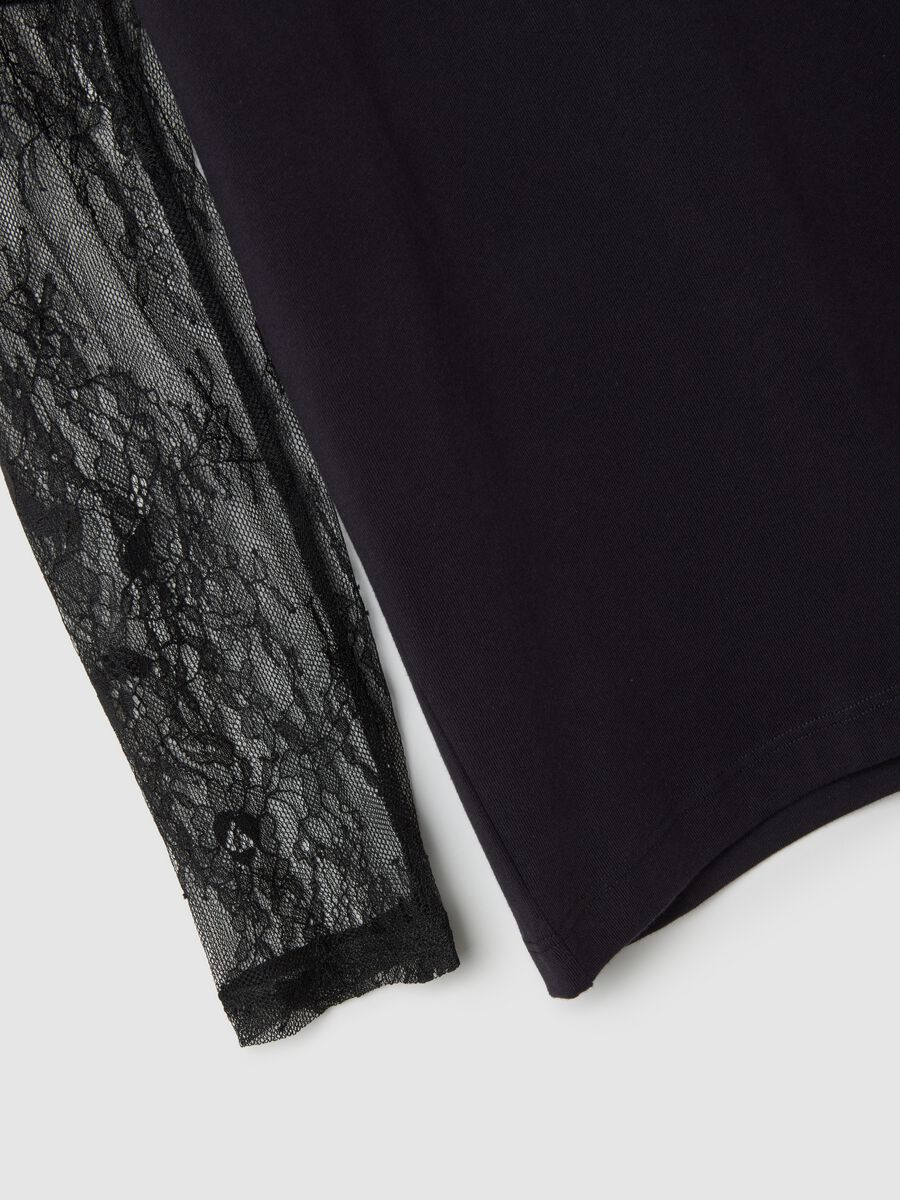 Pure black cotton oversized fit top_5