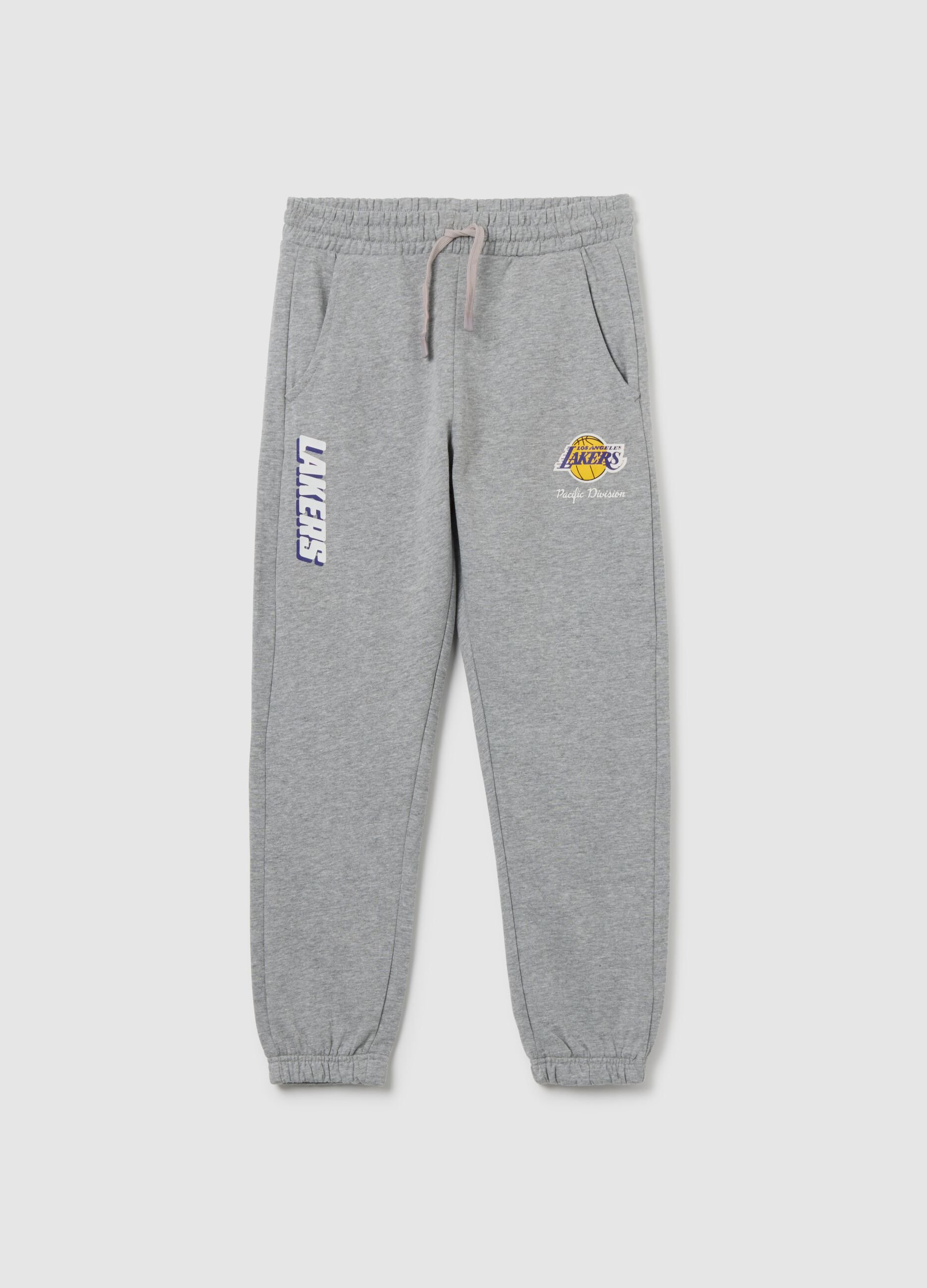 Boys' grey cotton-blend joggers