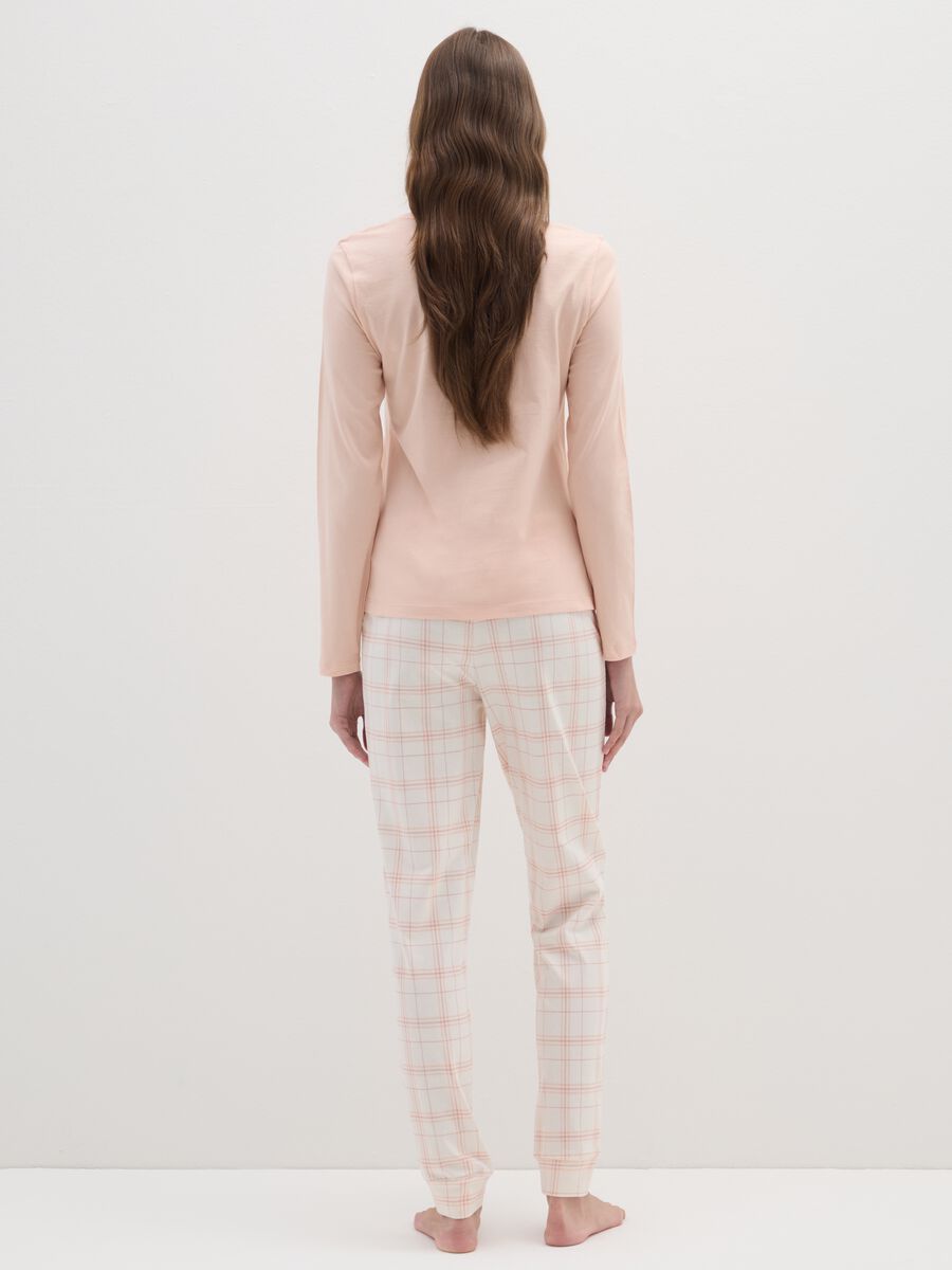 Regular fit pure cotton beige pyjamas_2