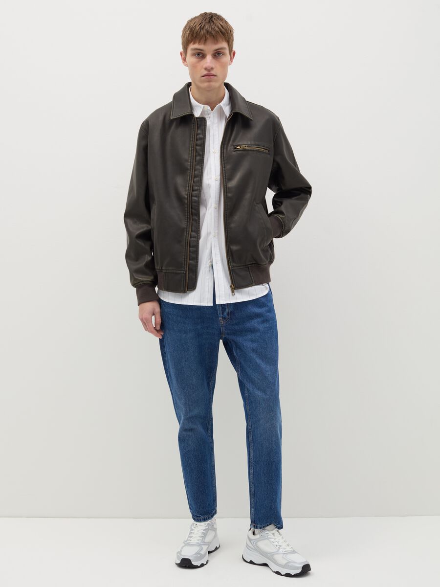 Coated-effect biker jacket_1