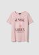 T-shirt rosa in puro cotone con stampa regular fit_0