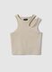 Girls' beige fitted cotton stretch tank top_3