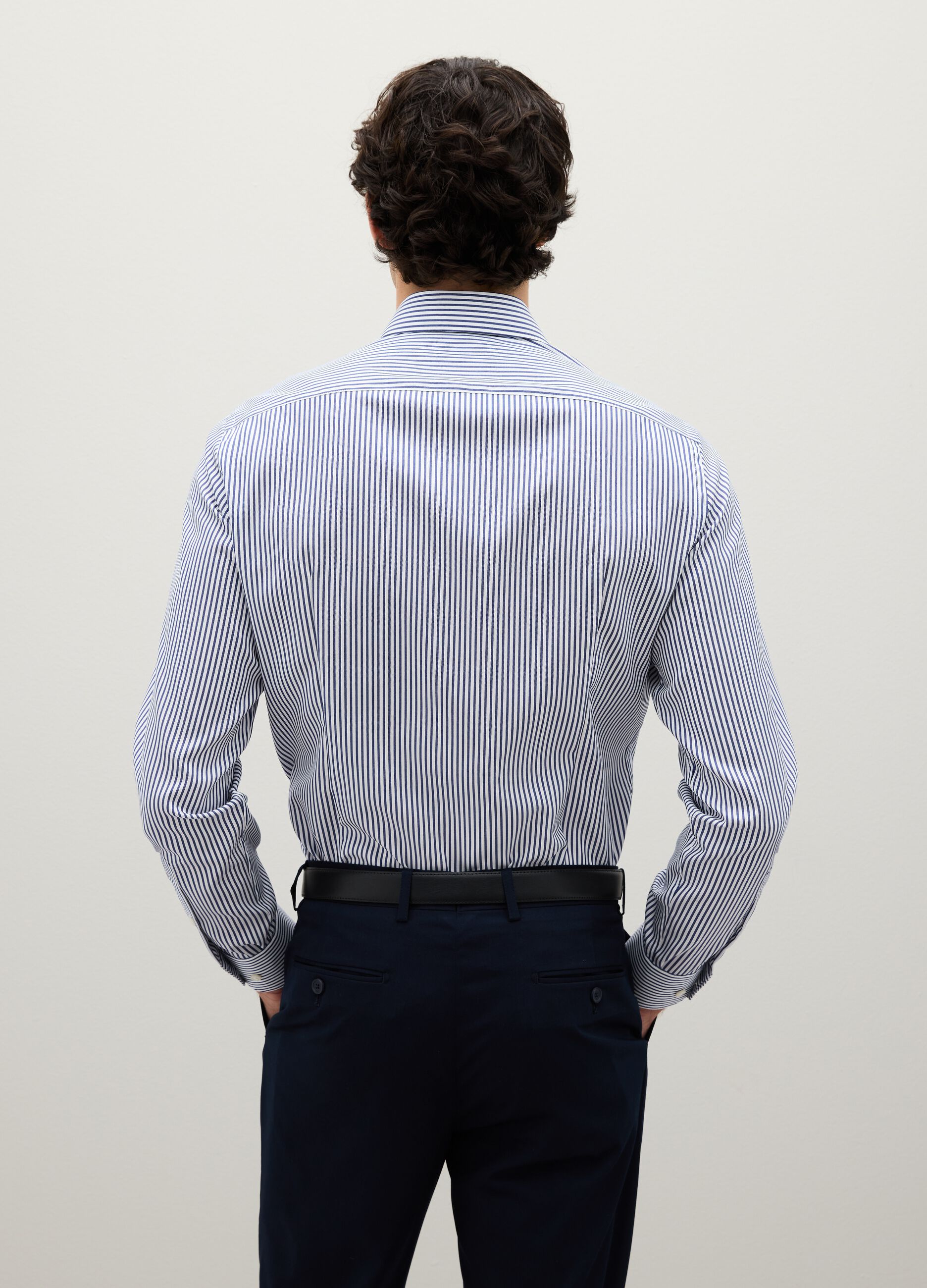 Blue Cotton Striped Shirt