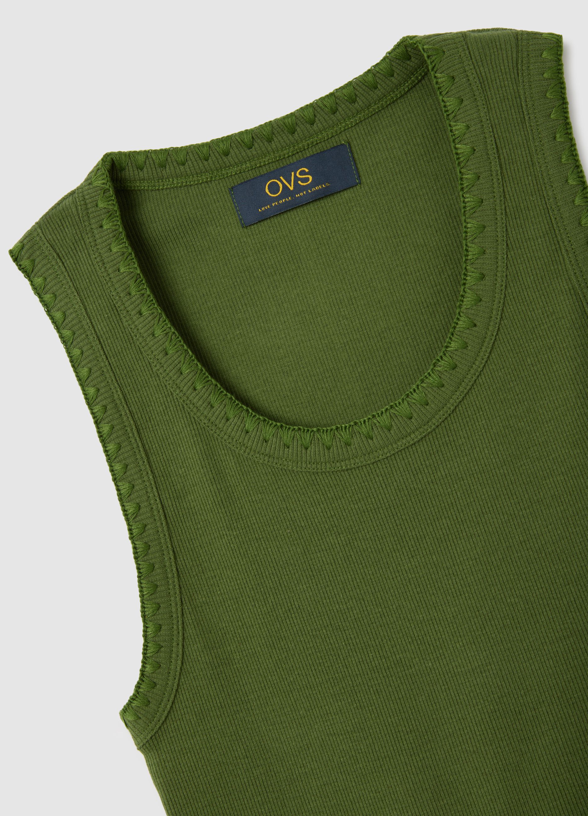Women's green stretch cotton camisole