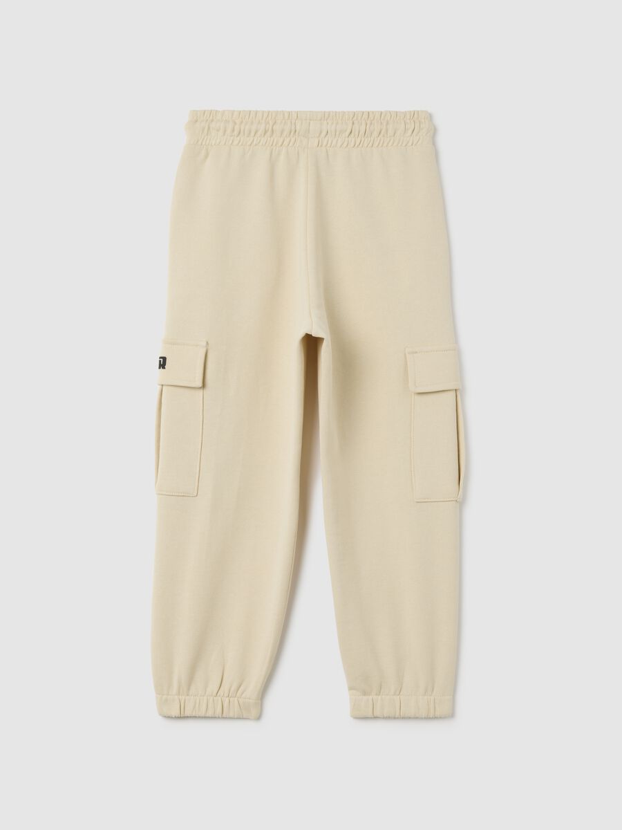 Children's beige regular fit cotton trousers_1