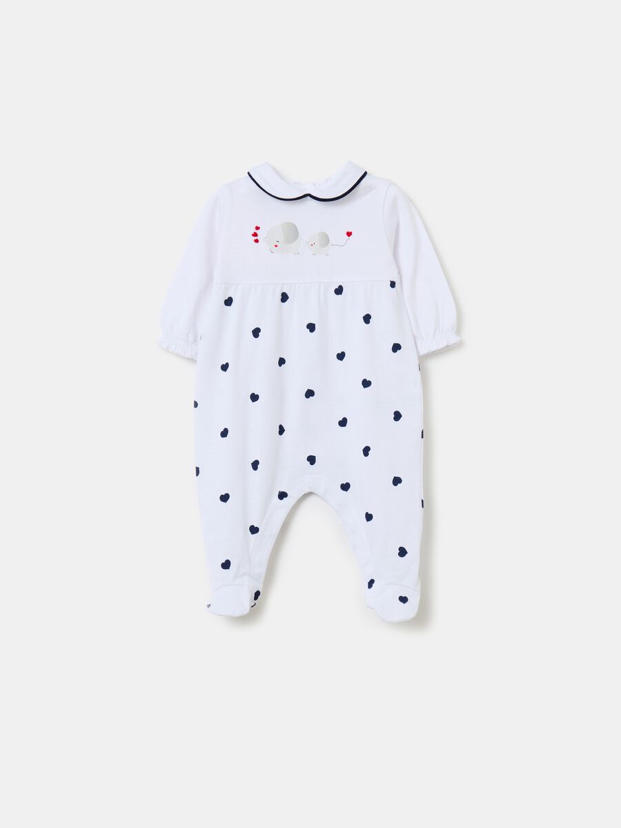 Organic cotton onesie with feet and print_0