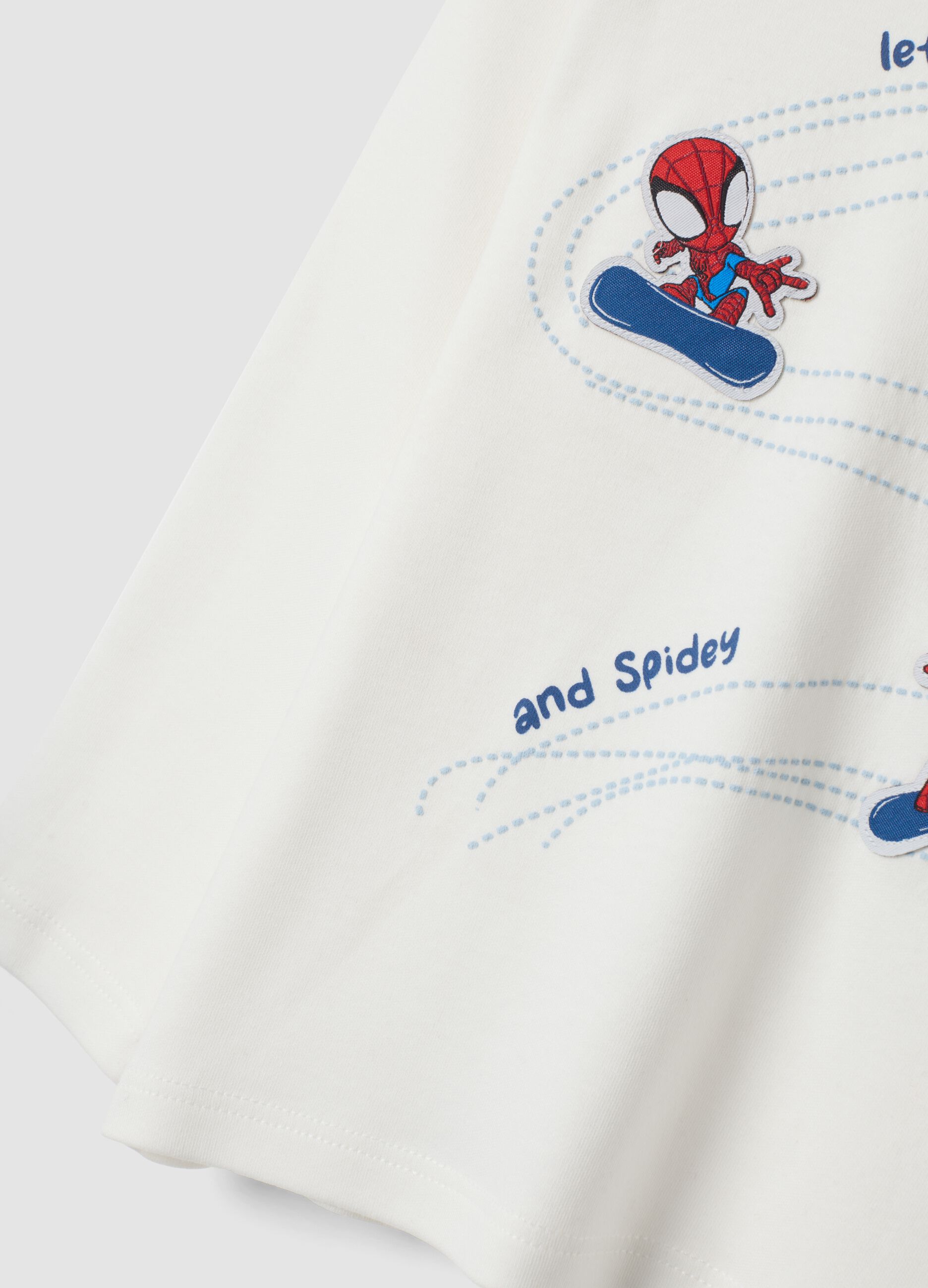 T-shirt bianca in puro cotone con stampa Marvel Spider-Man