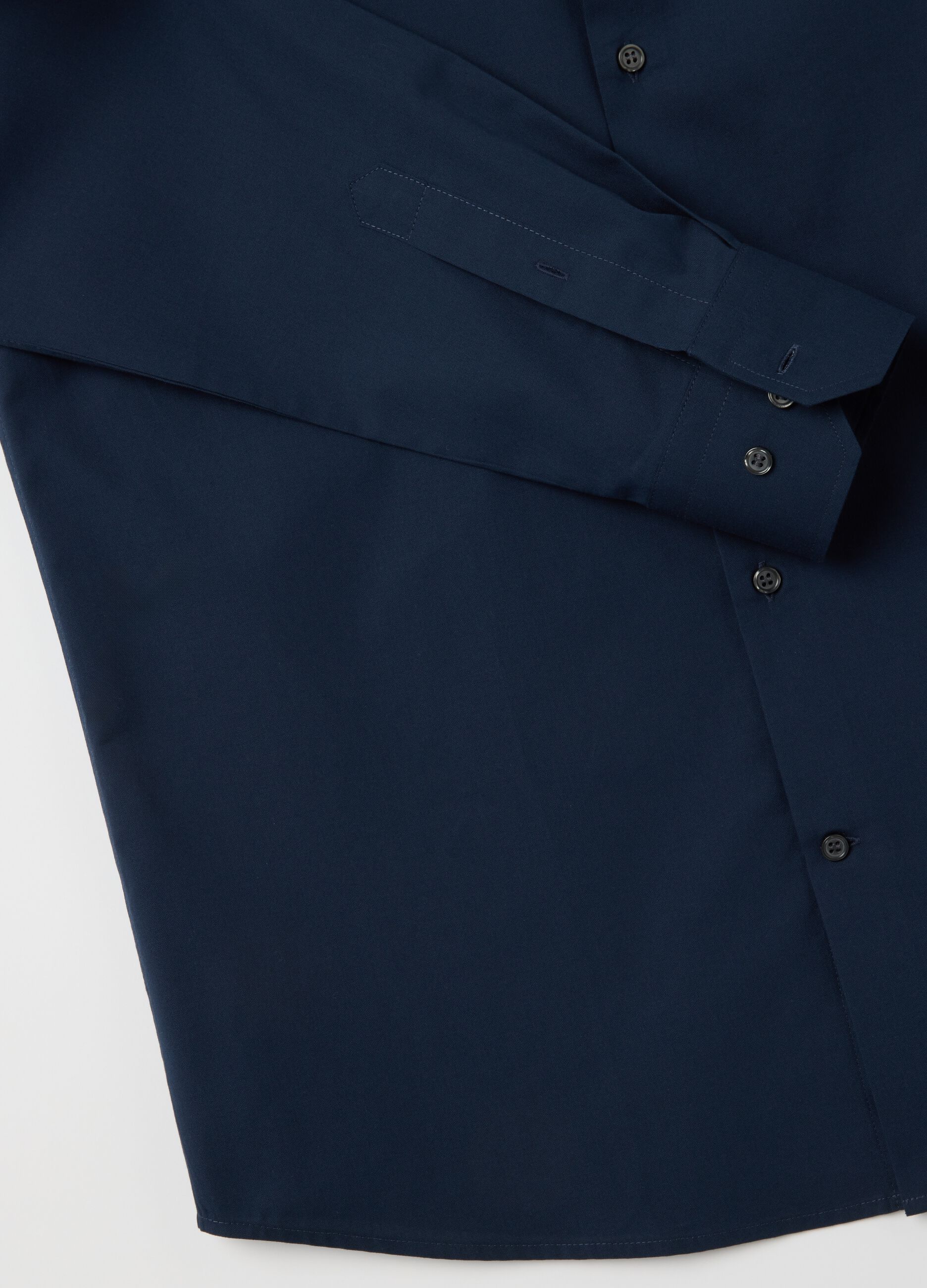 Men's blue pure cotton shirt, regular fit, easy iron