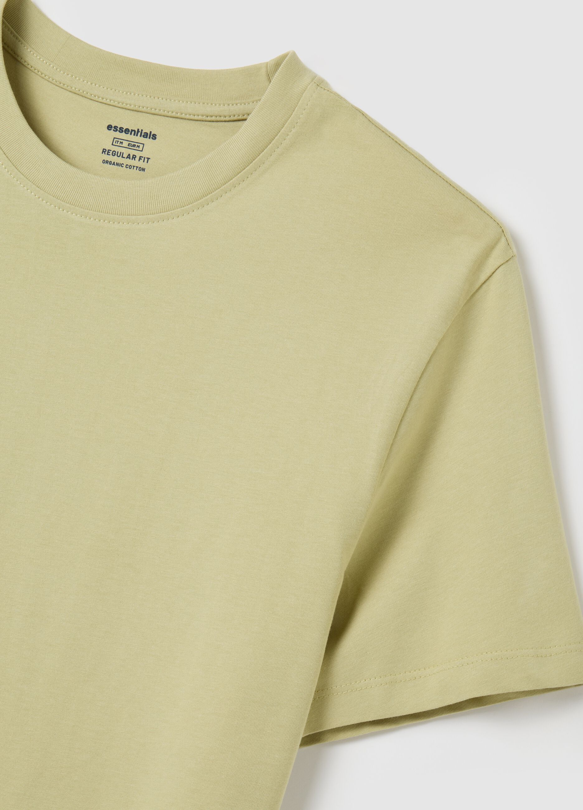 T-shirt da uomo in puro cotone verde regular fit