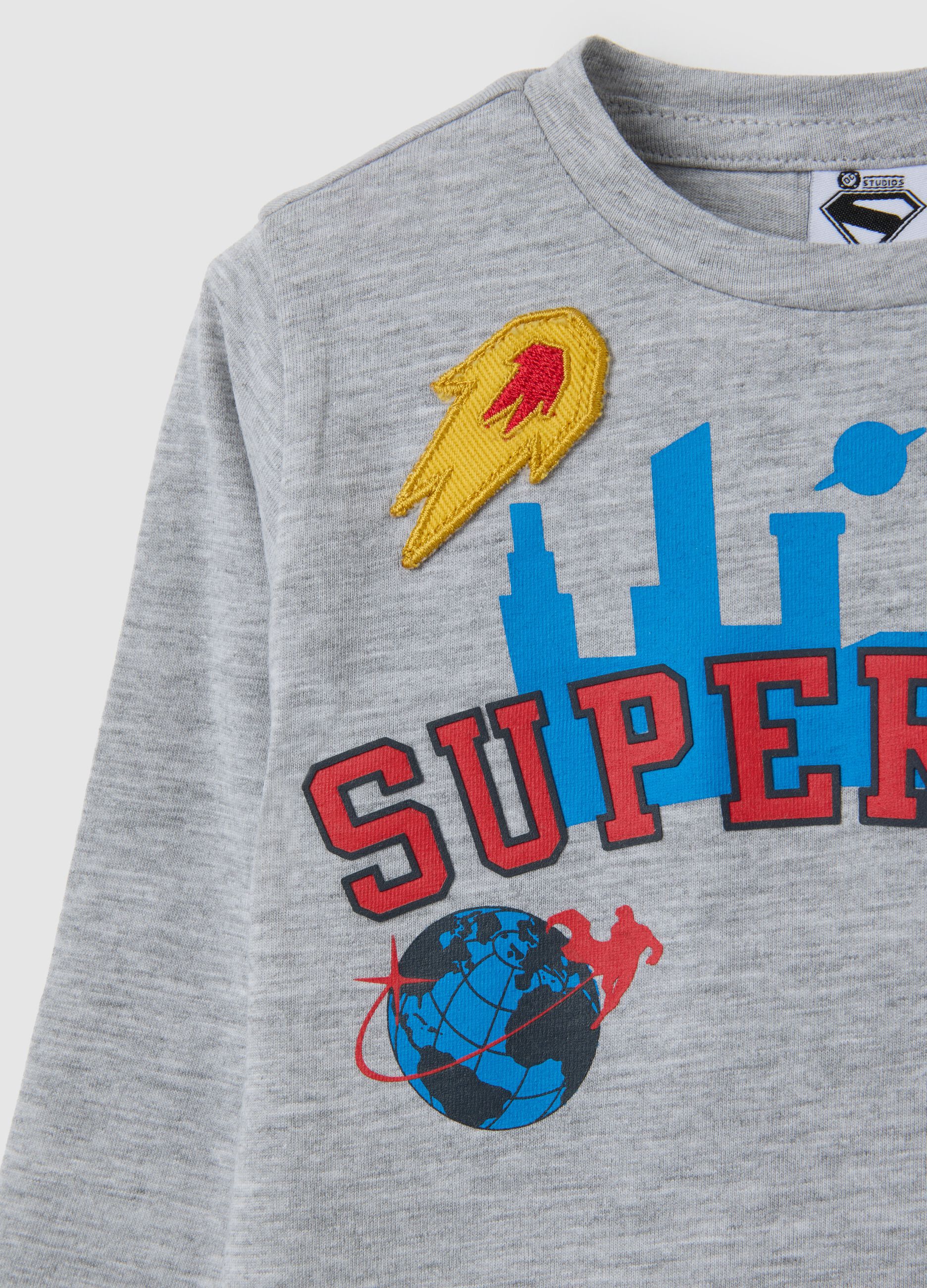 Grey cotton children's top with Superman