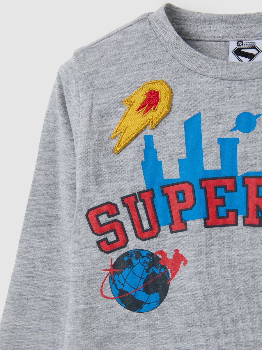 Grey cotton children's top with Superman_2
