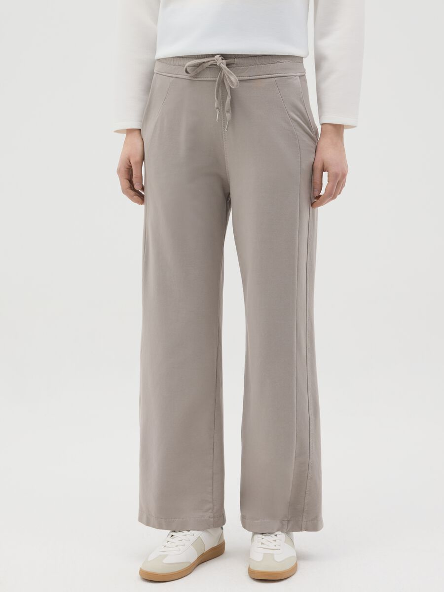 Beige fluid trousers with wide leg_1