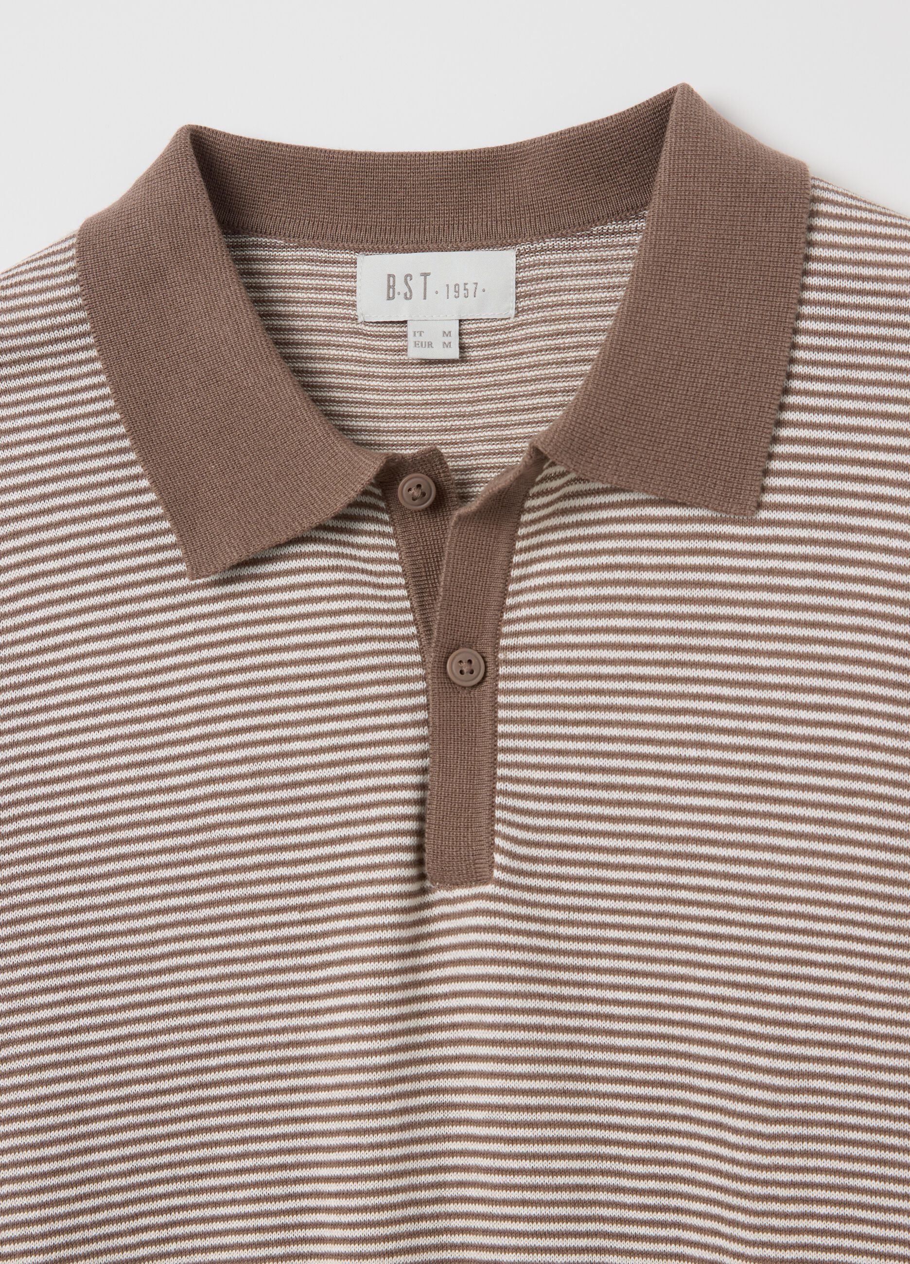 Polo in cotone a righe marroni