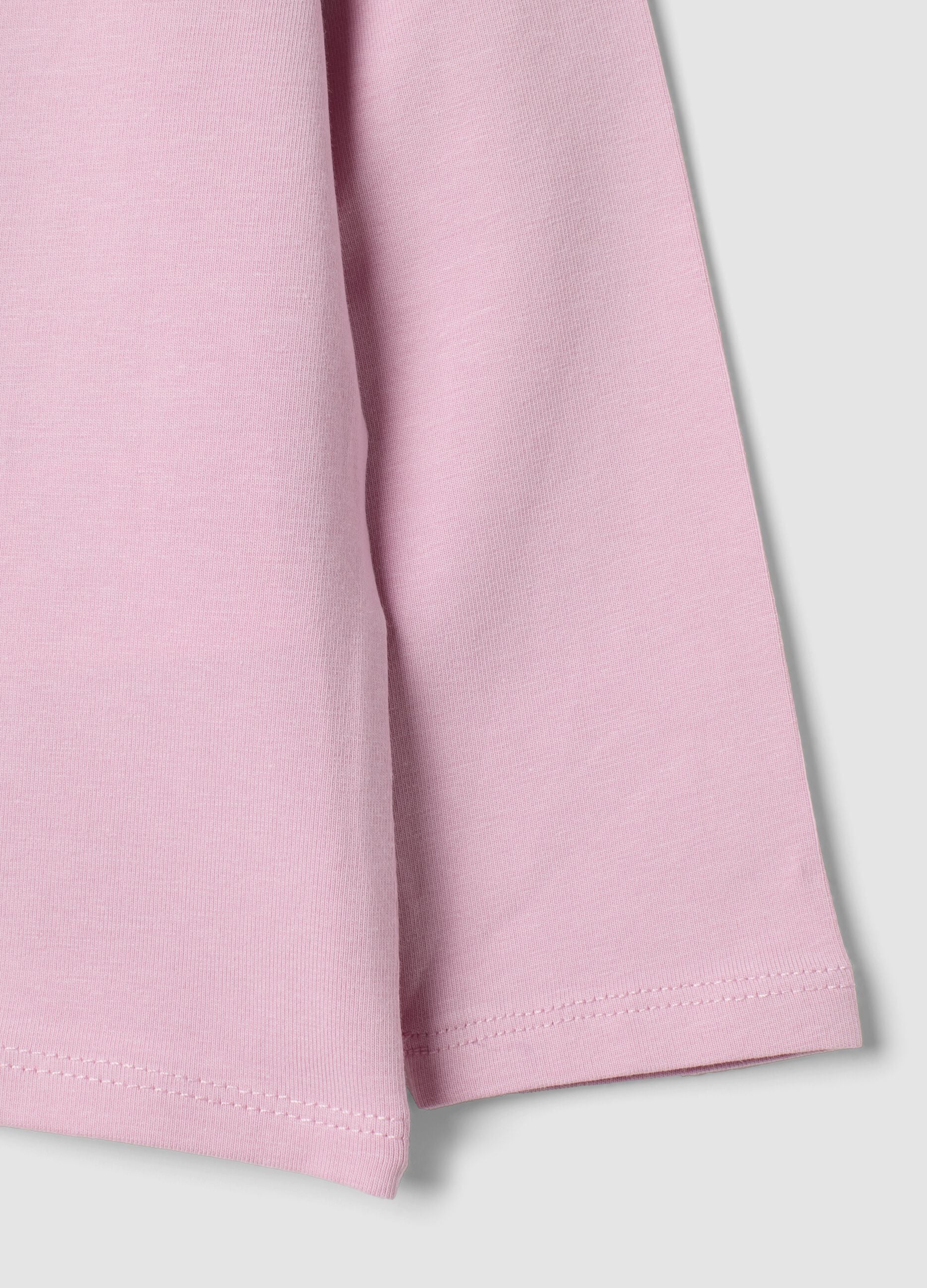Pink long-sleeved organic cotton T-shirt