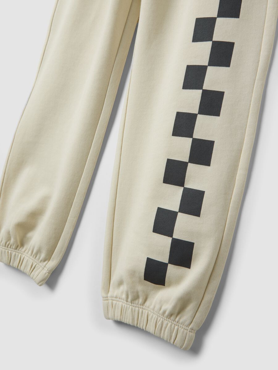 Pantaloni jogger bianchi in puro cotone con stampa comfort fit_1
